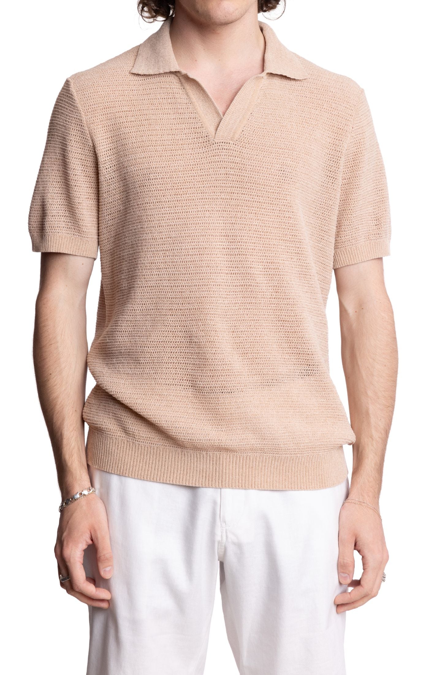 Johnny Collar Polo - Tan Chenille