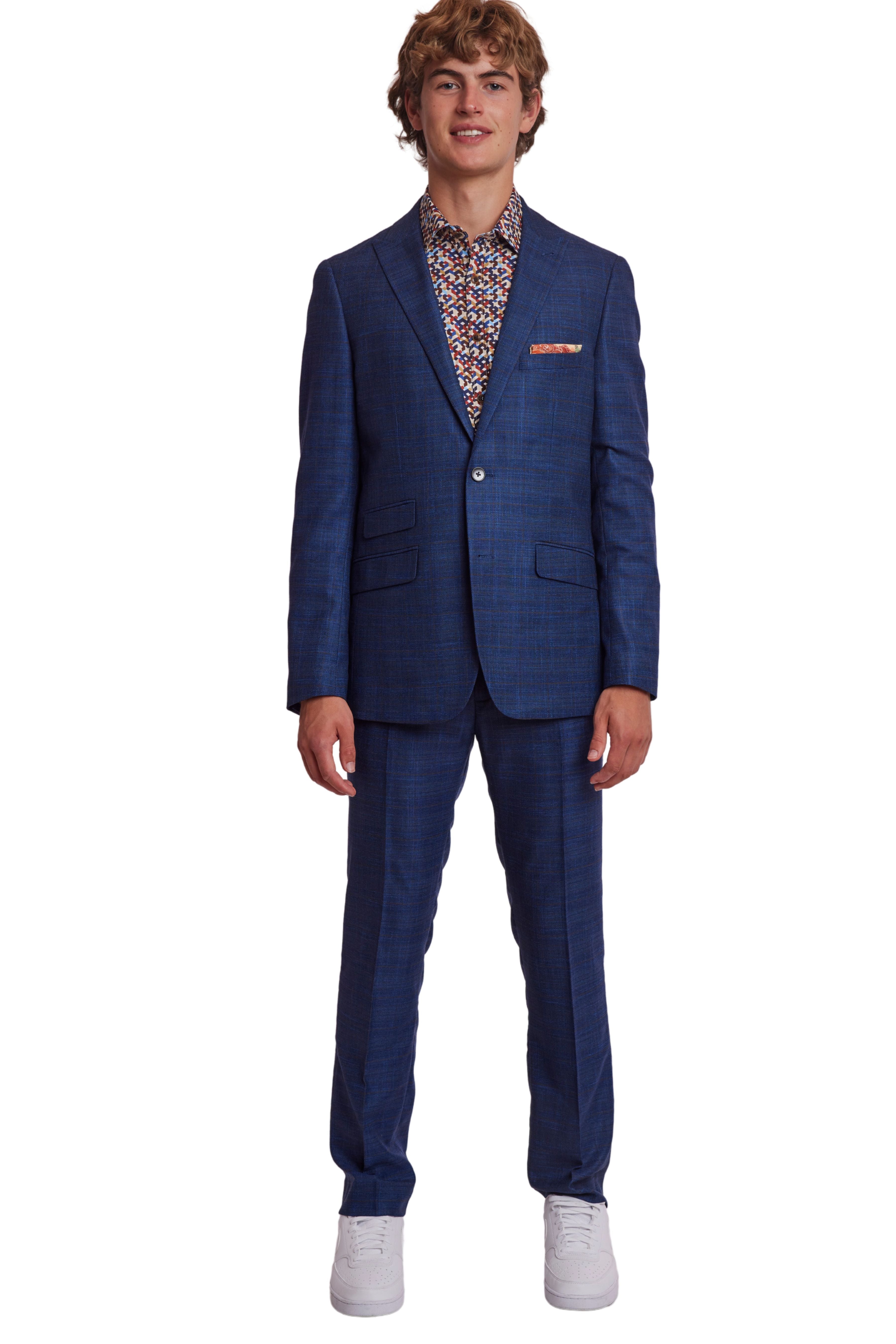 Ashton Peak Jacket  - slim - Blue Cognac Check