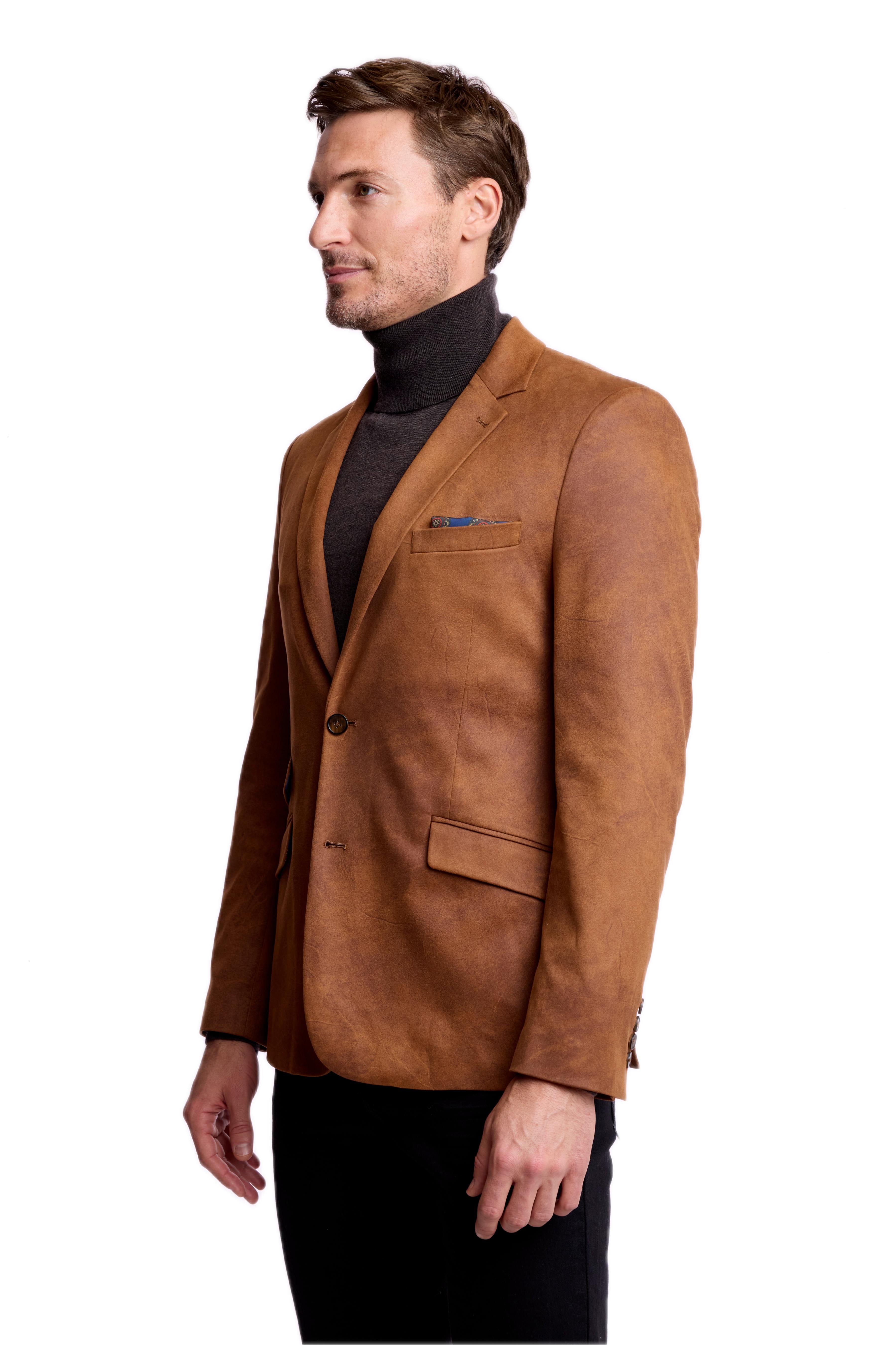 Notch Sports Jacket - Brown Caramel Vegan Leather