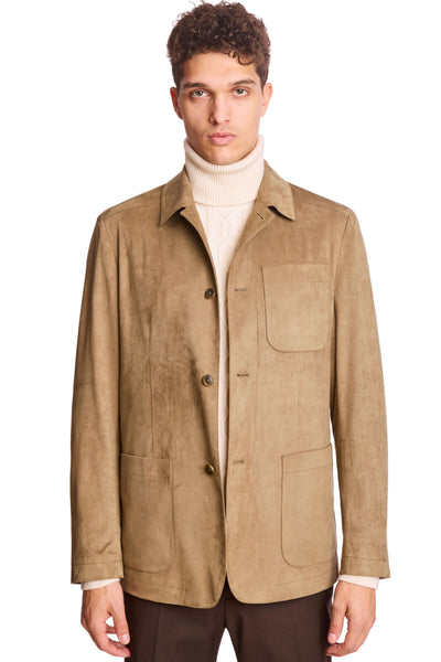 New City Button Up Jacket - Taupe Microsuede – Paisley & Gray