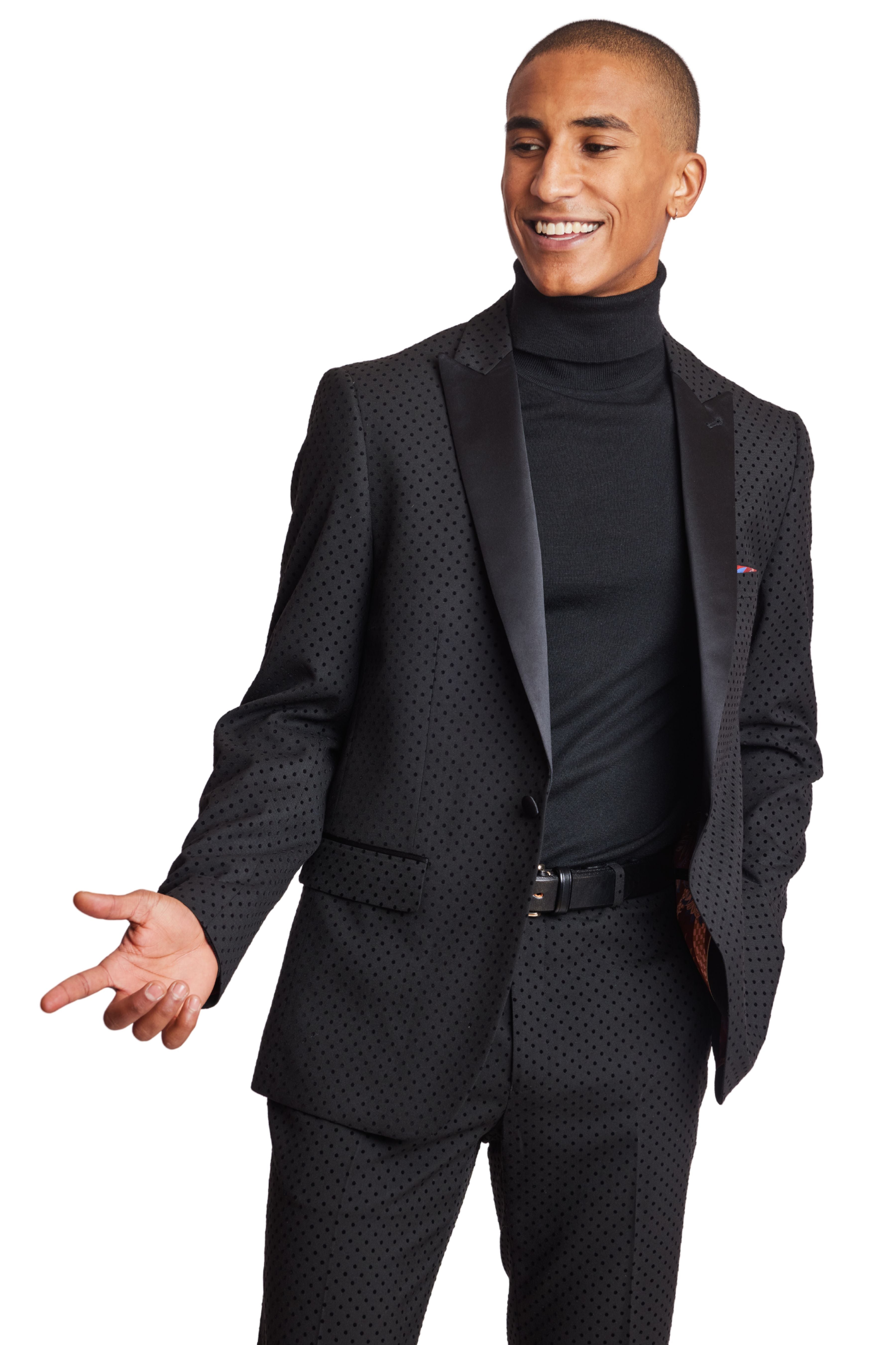 Grosvenor Peak Tux Jacket - slim - Black Velvet Dots