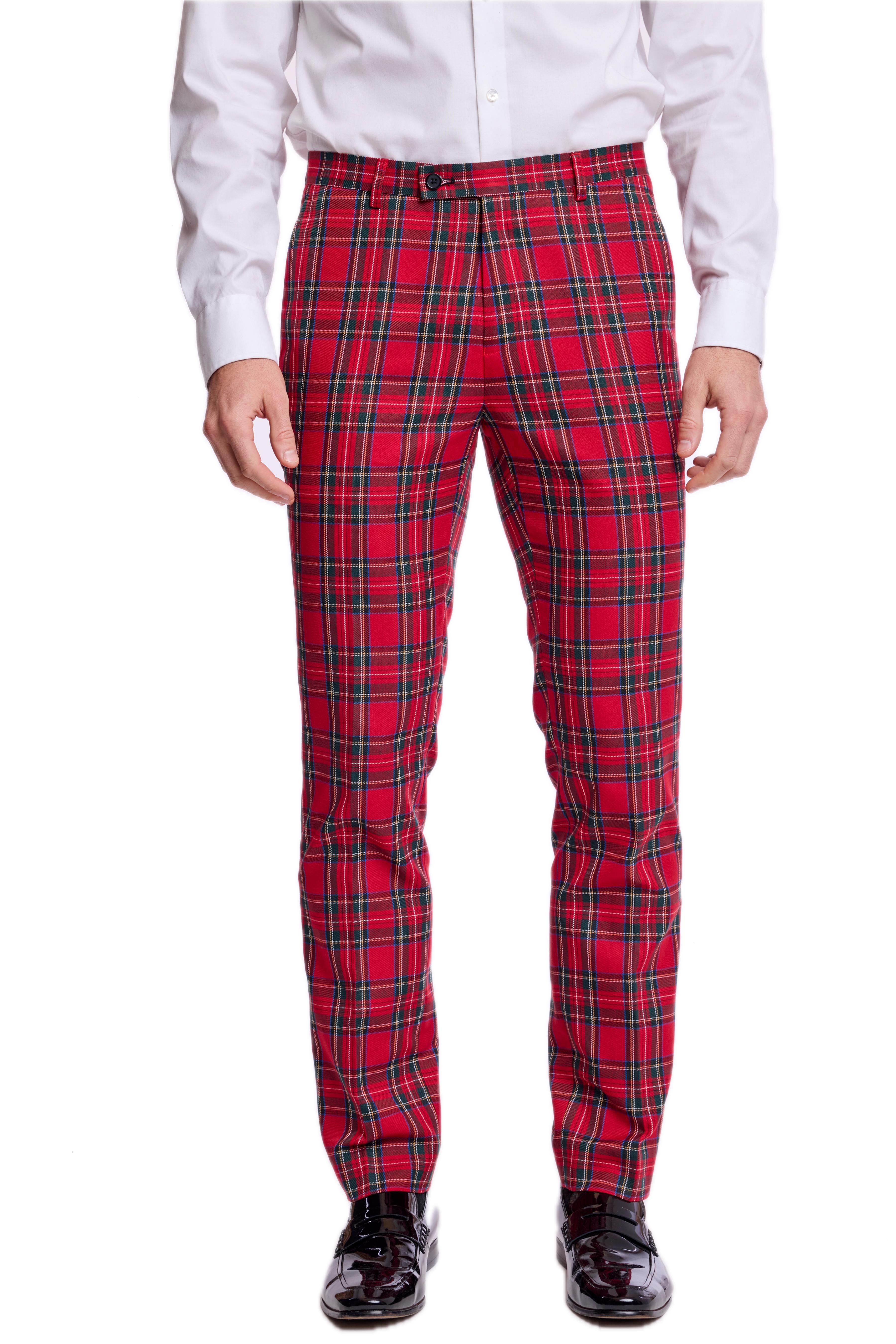 Sloane Tux Pants - slim - Red Royal Tartan