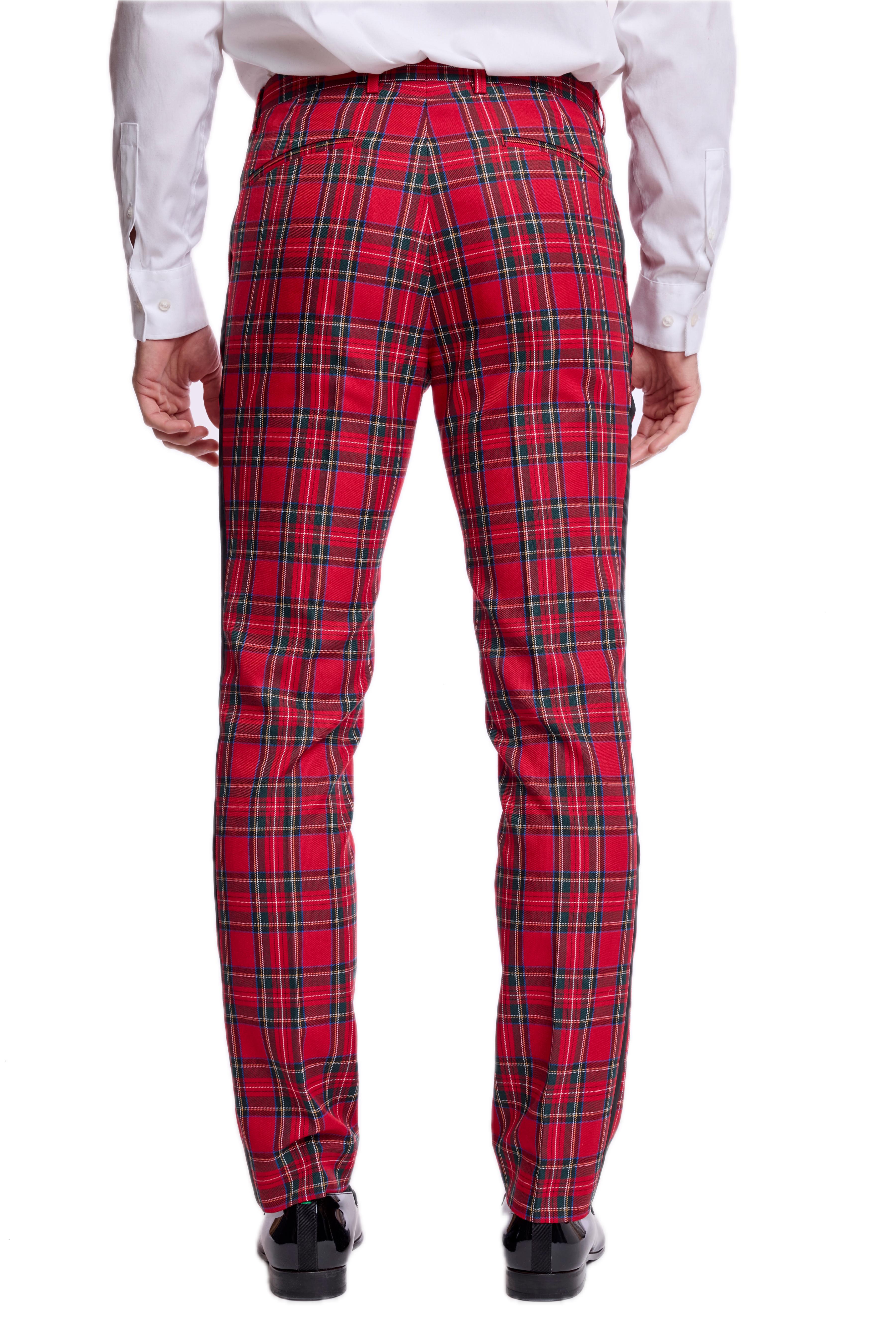 Sloane Tux Pants - slim - Red Royal Tartan
