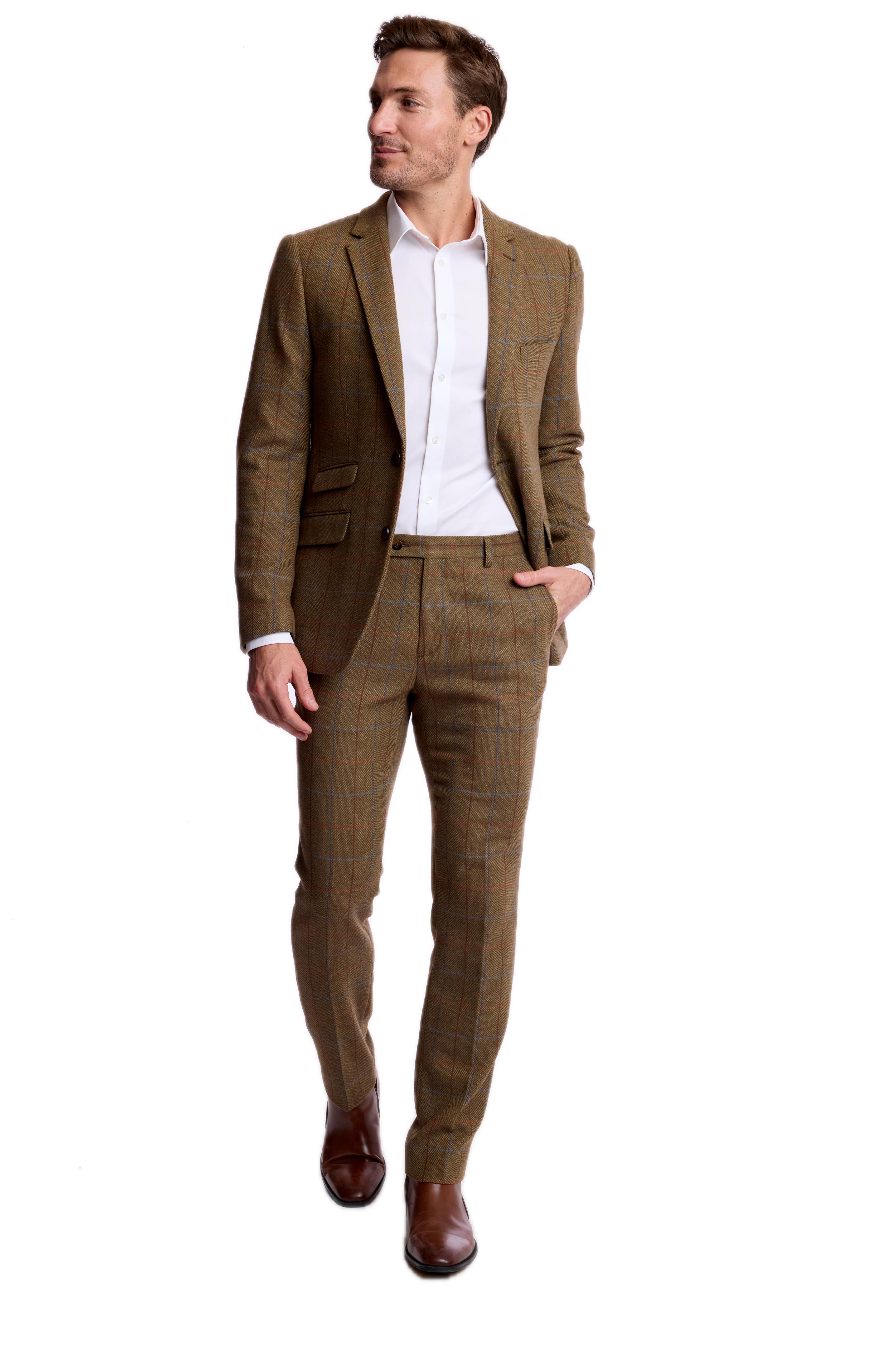 Downing Pants - slim - Army Herringbone Windowpane
