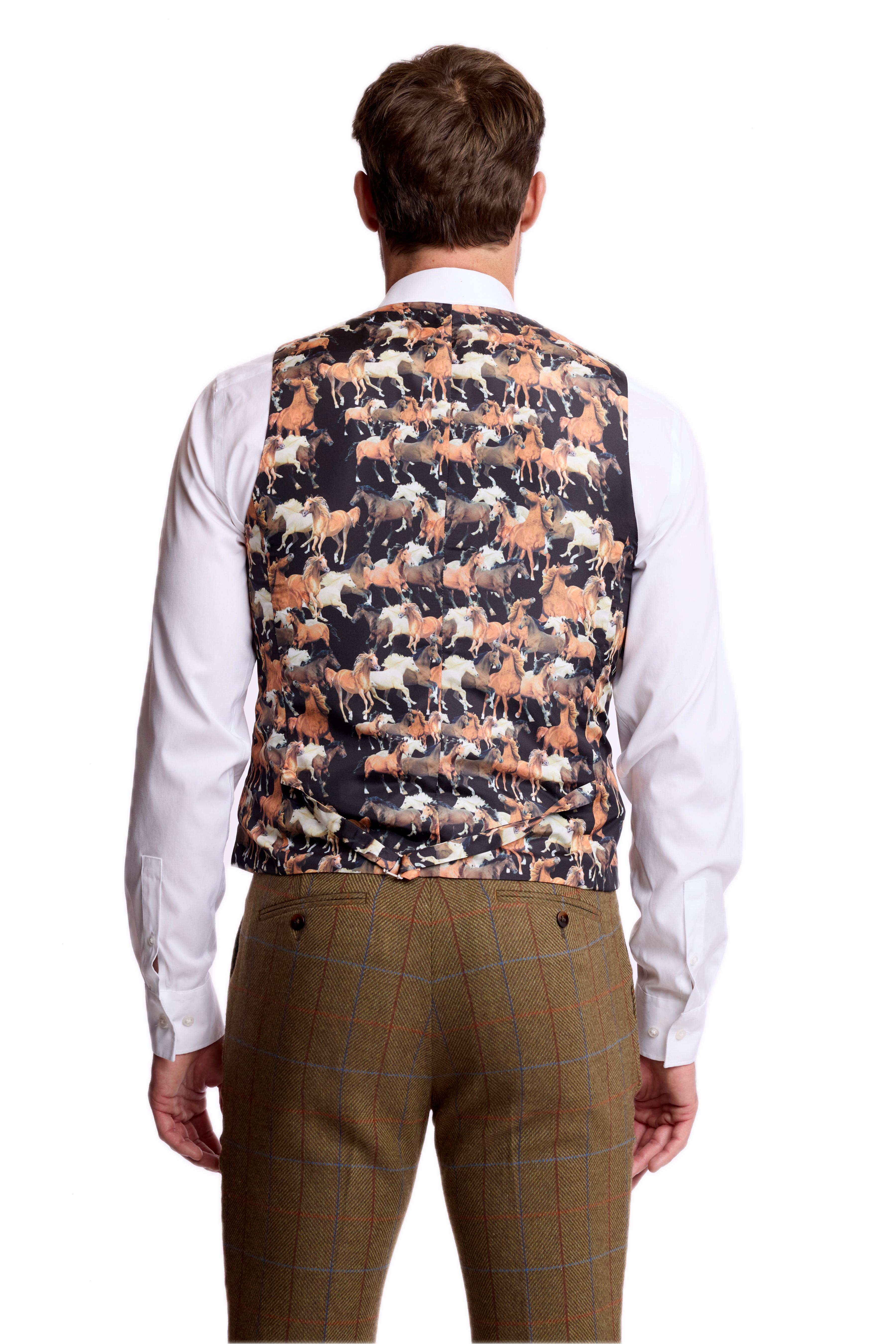 Eaton 5 Button Vest - slim - Army Herringbone Windowpane