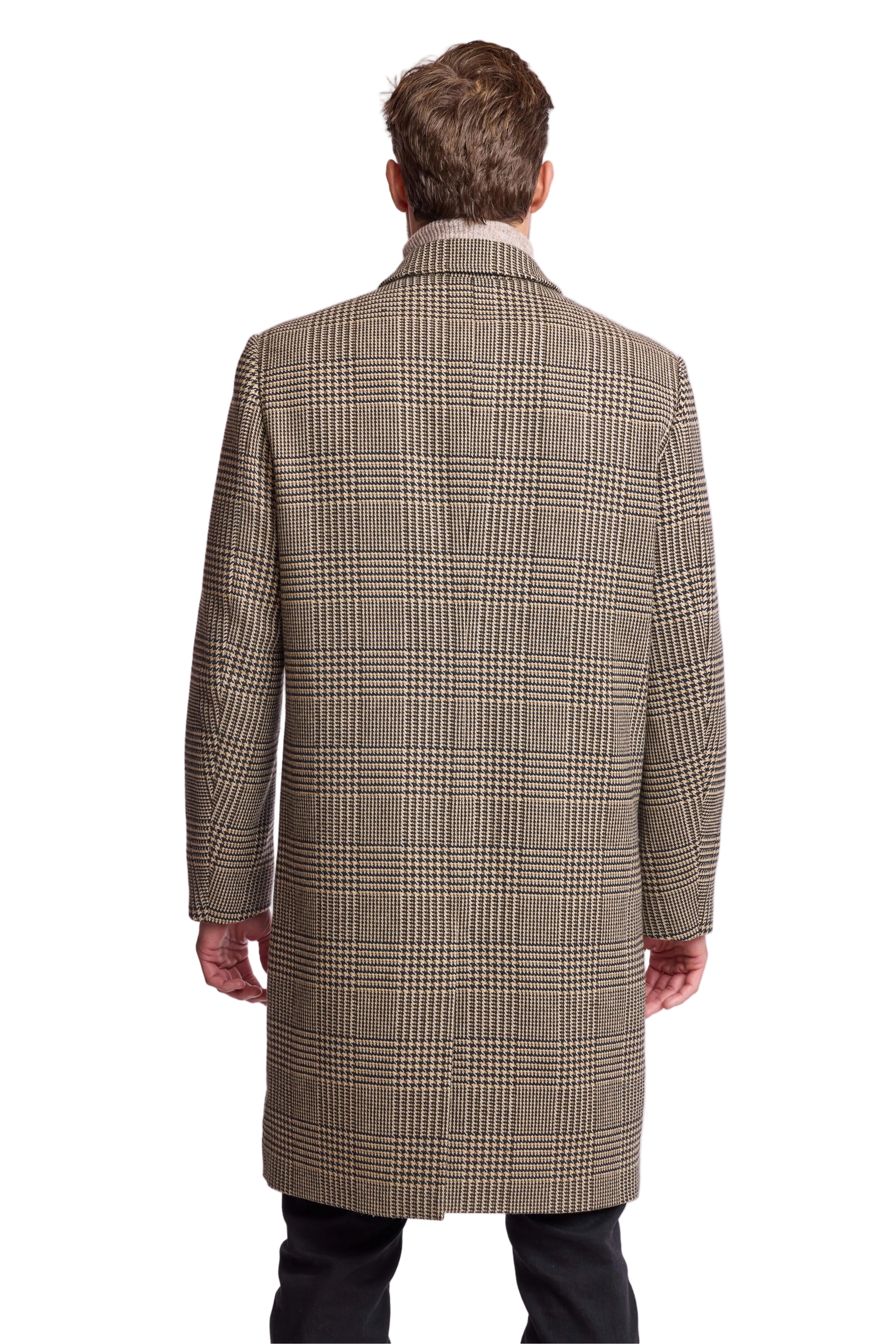 Slash Pocket Overcoat - slim - Blk Tan Olive Hounds