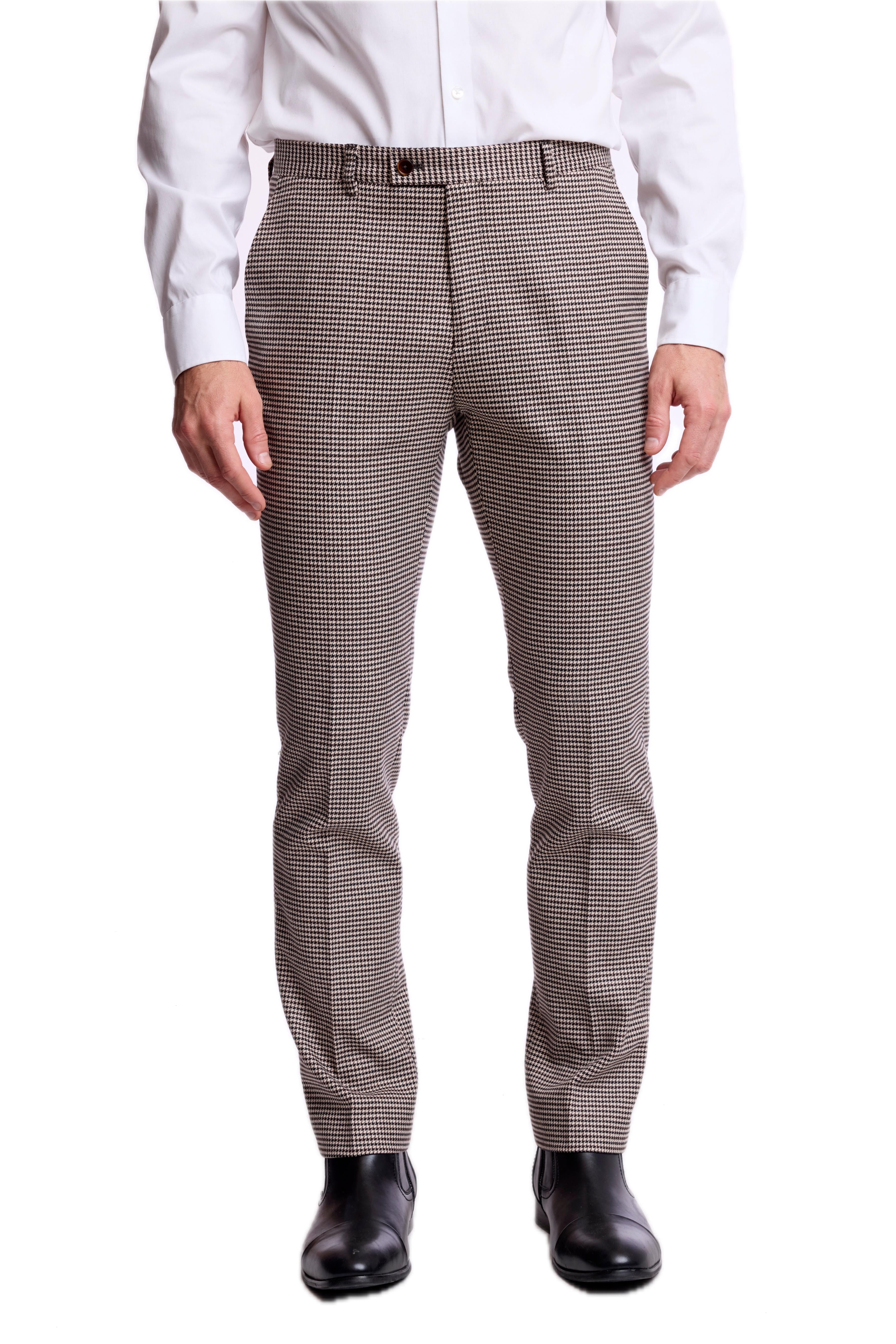 Downing Pants - slim - DK Choc Beige Houndstooth