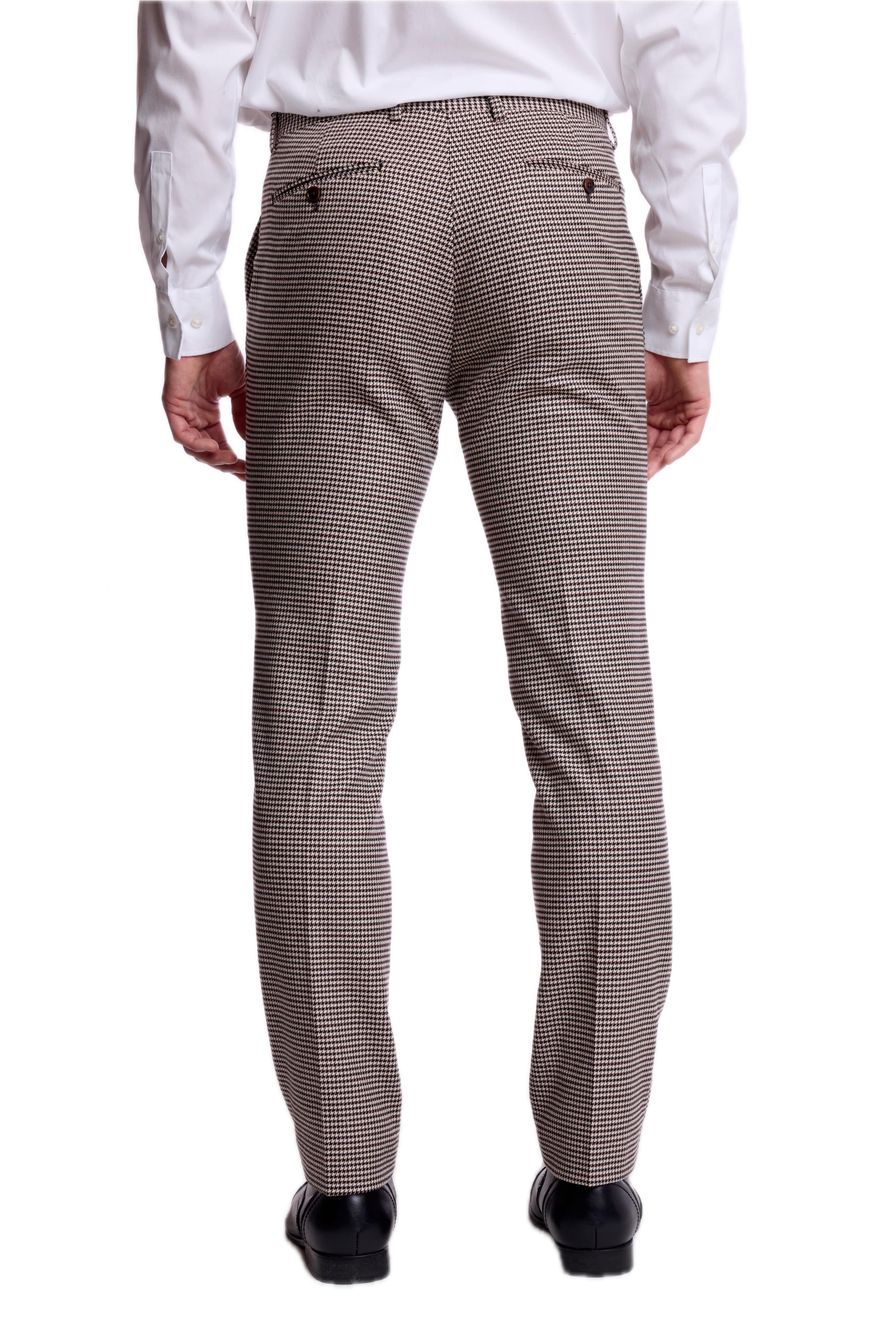 Downing Pants - slim - DK Choc Beige Houndstooth