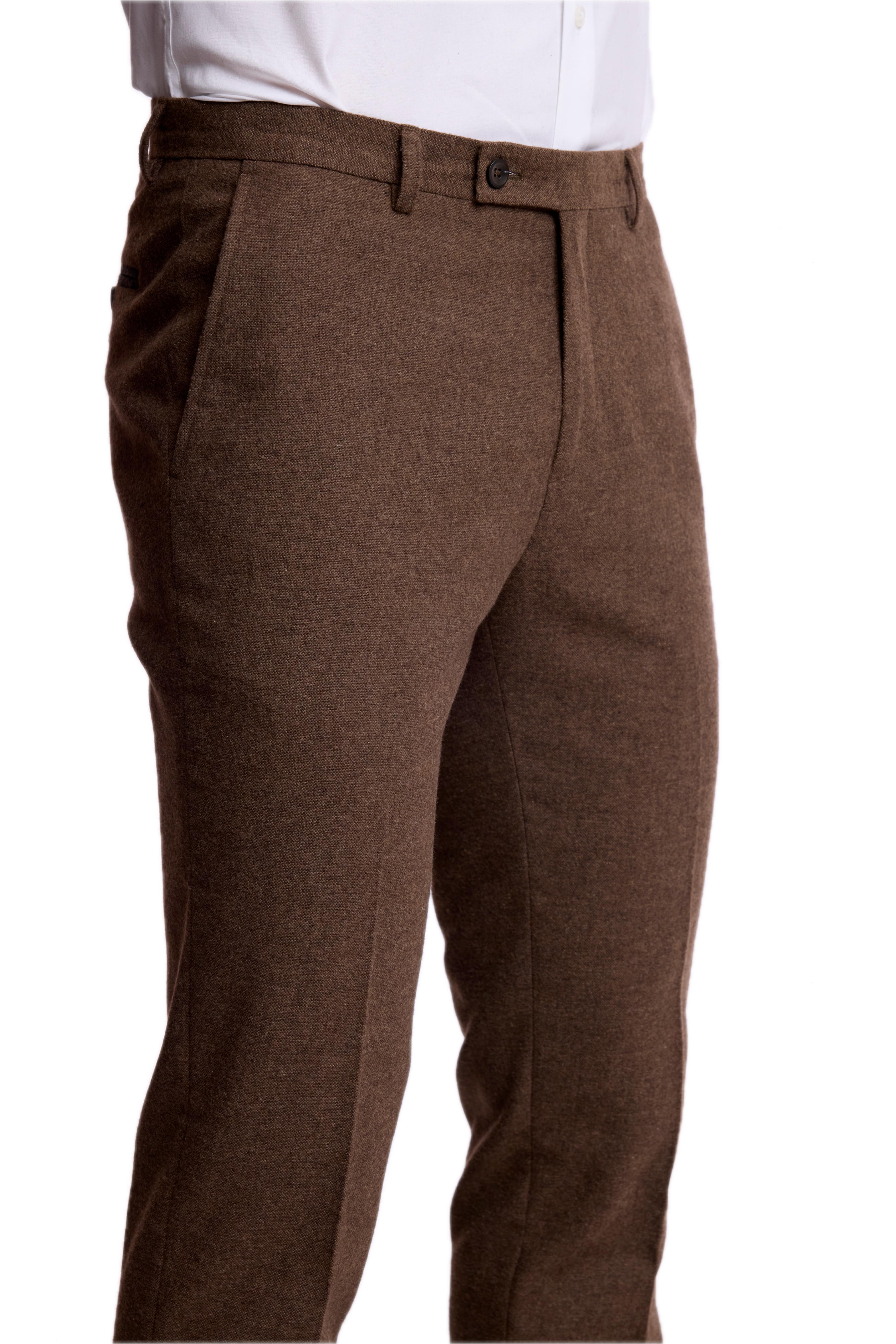 Downing Pants - slim - Brown Tweed