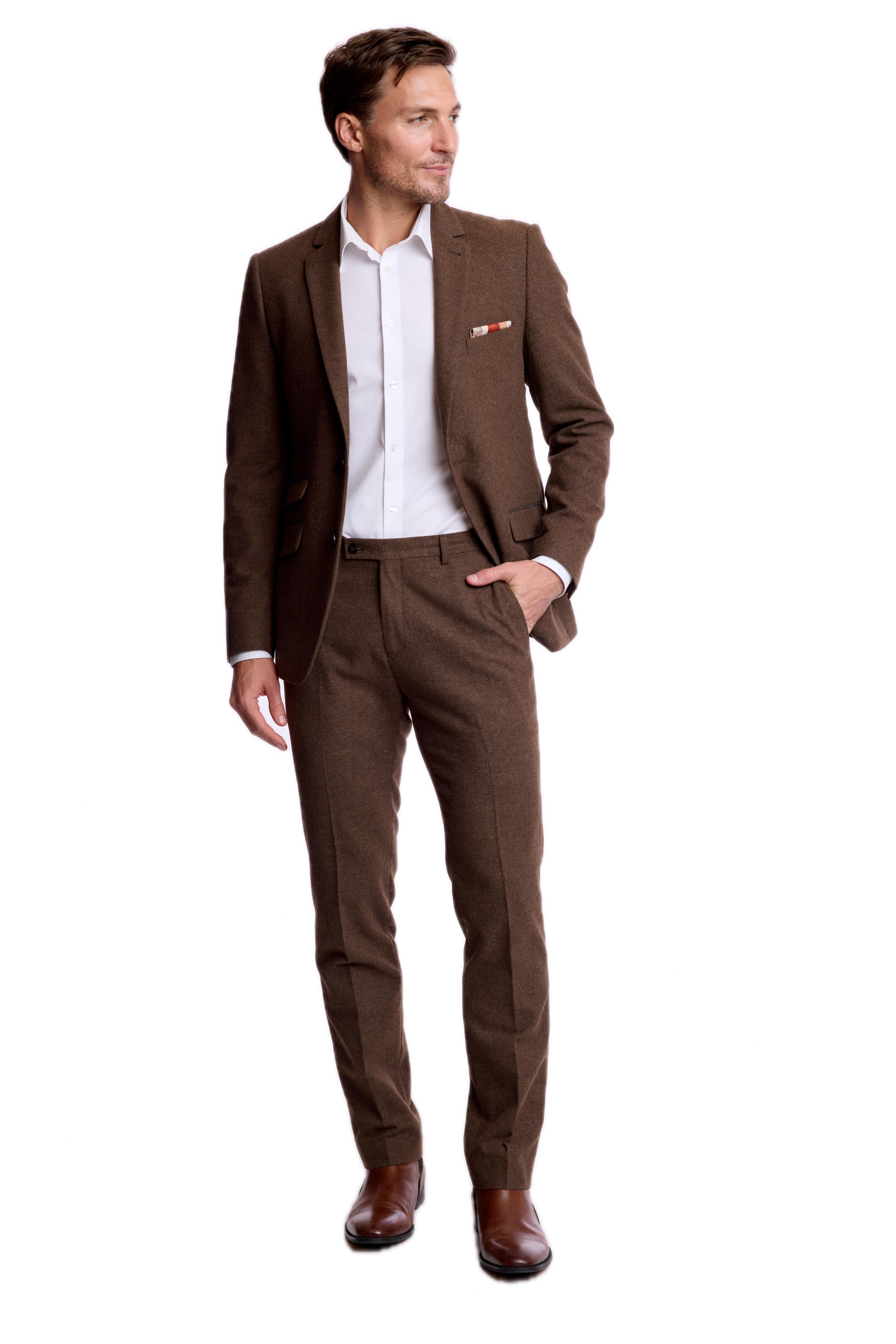 Downing Pants - slim - Brown Tweed