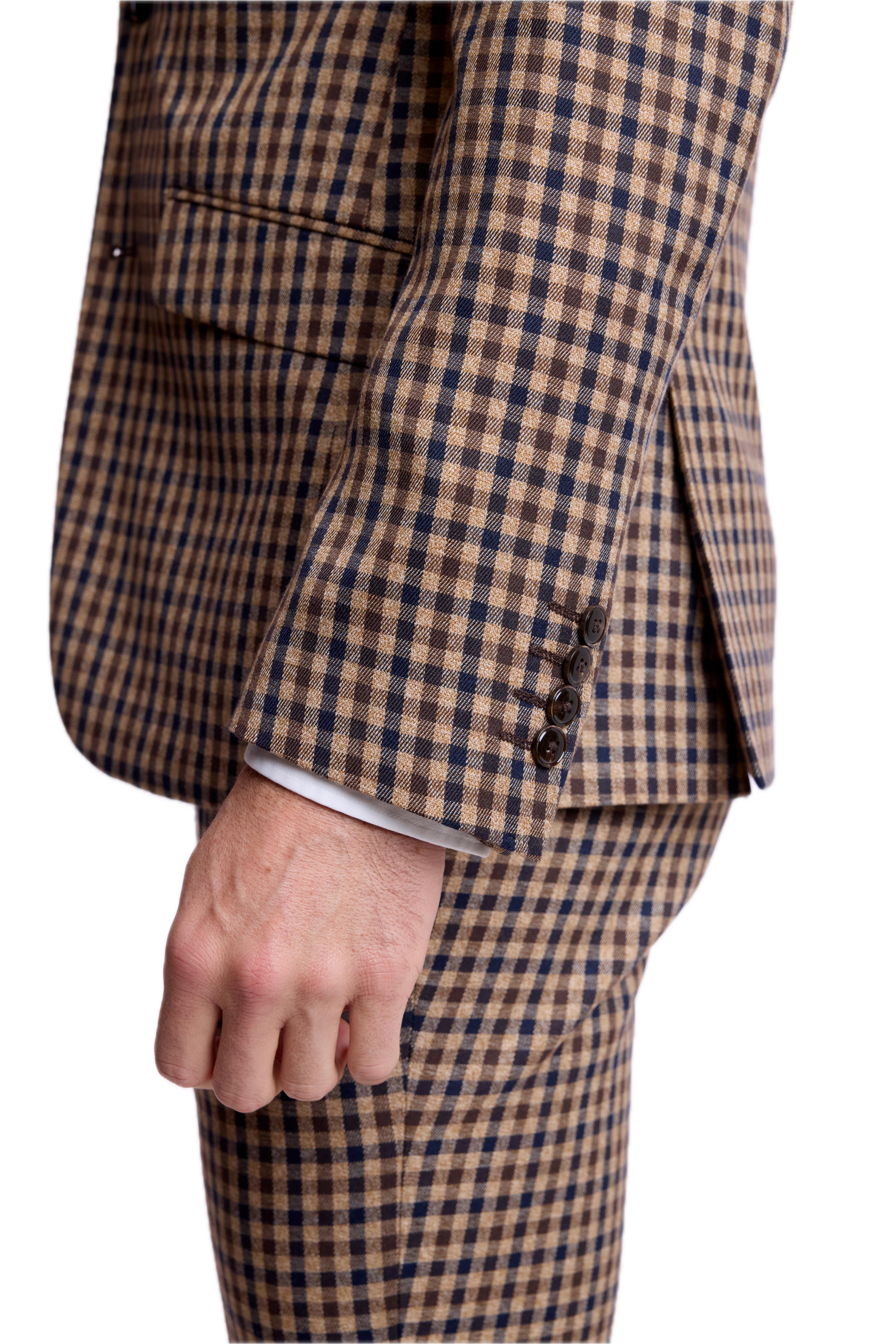 Dover Notch Jacket - slim - Brown Navy Tan Gingham