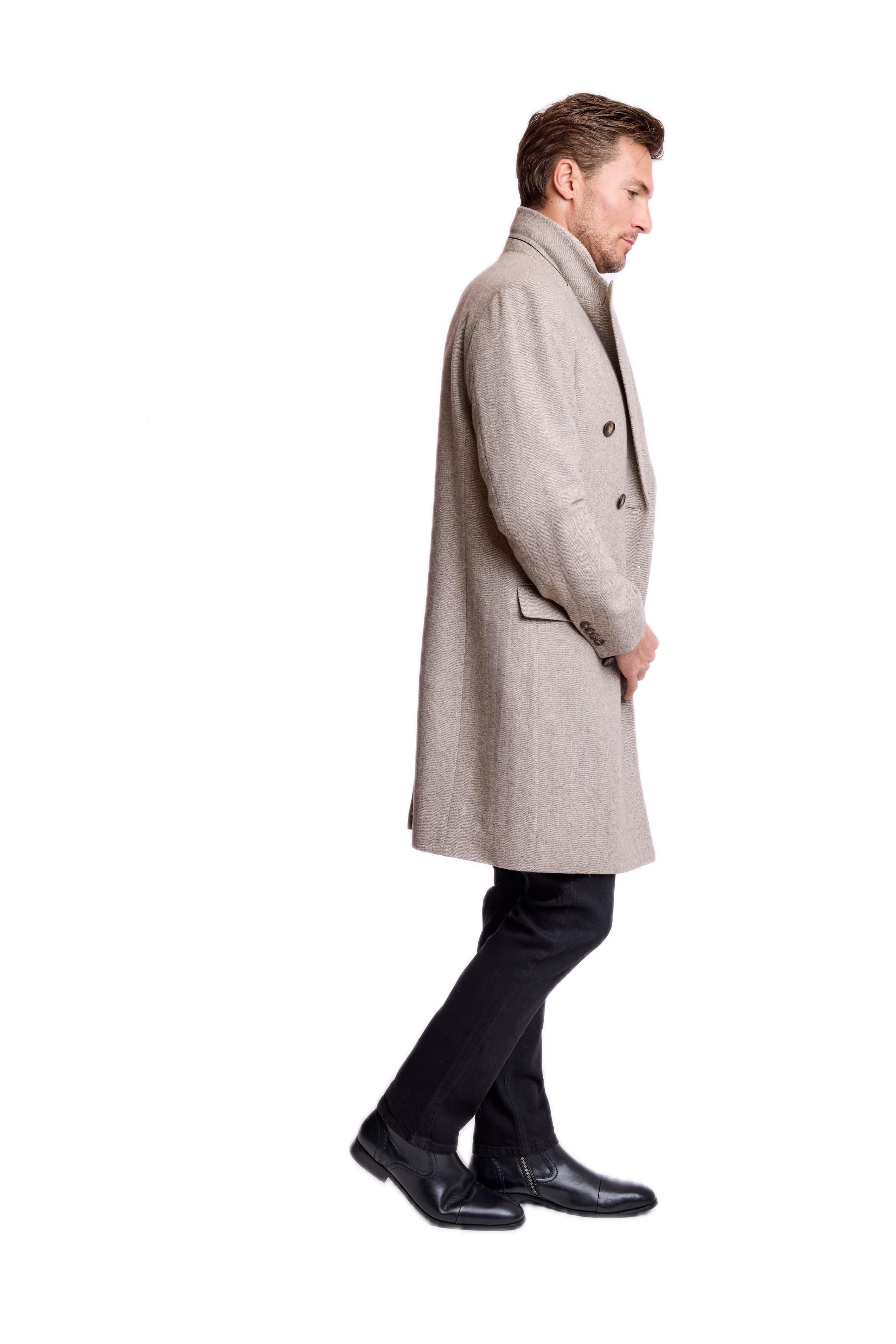 Peak DB Overcoat - slim - Tan Herringbone