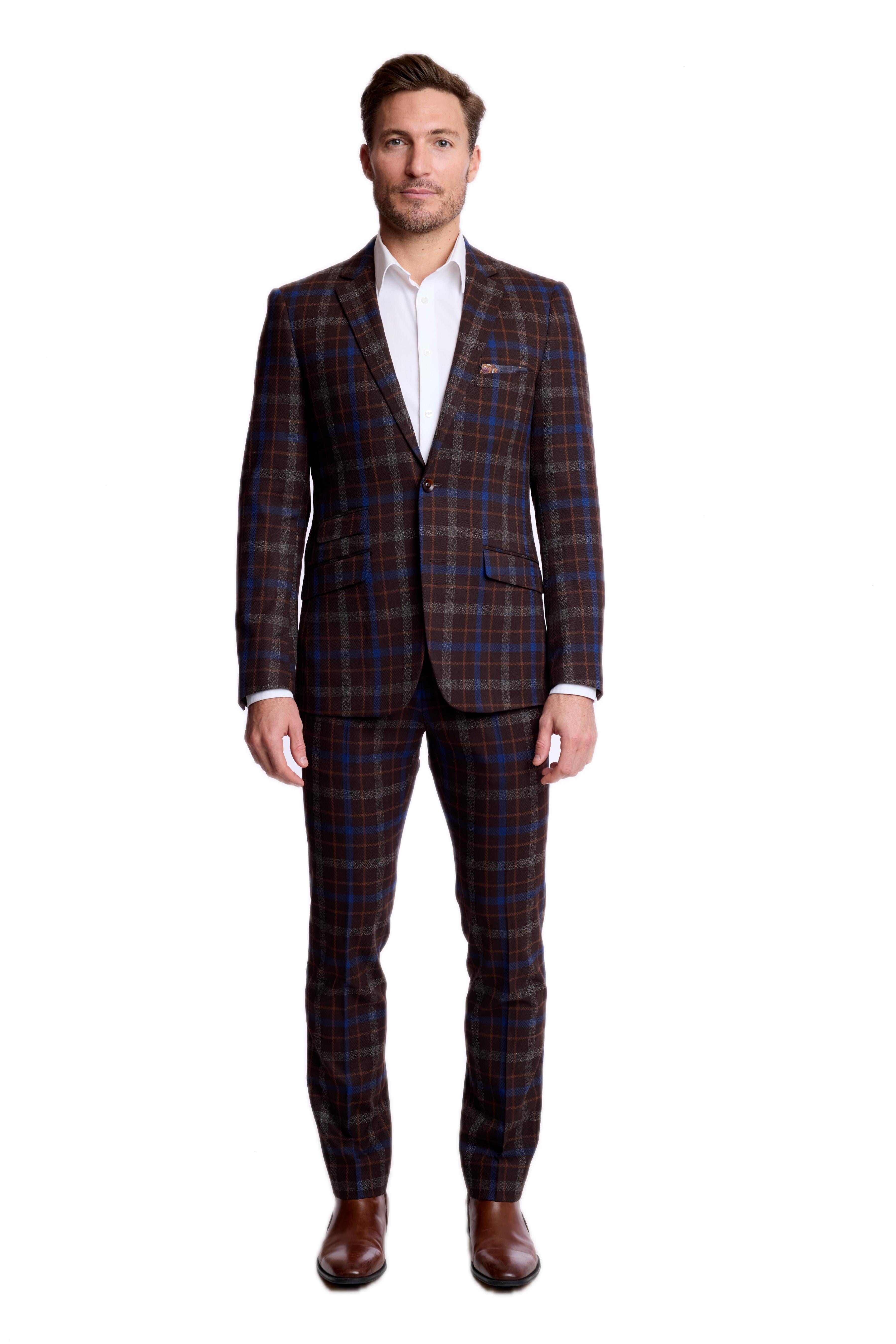 Dover Notch Jacket - slim - Chocolate Royal Rust Check