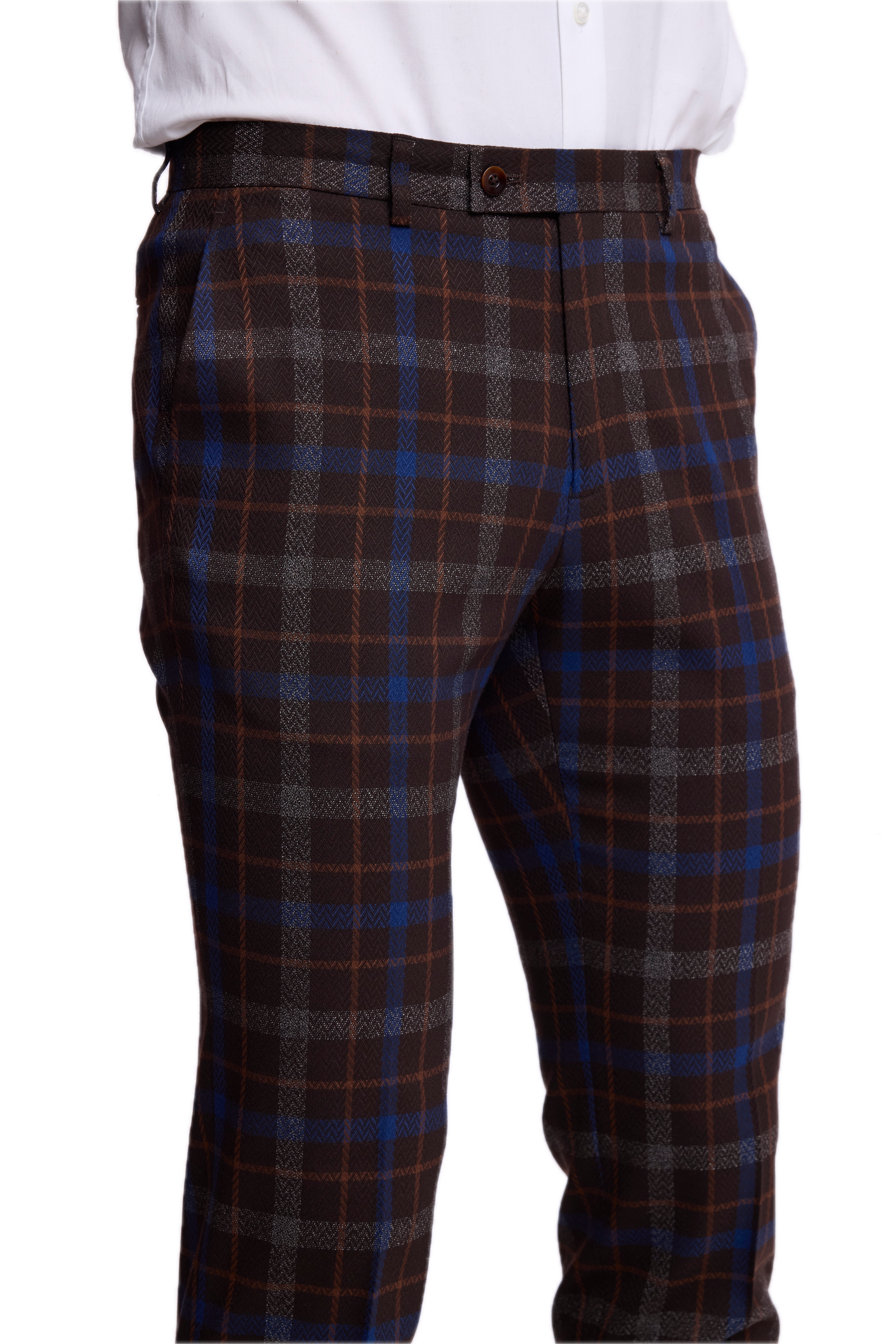 Downing Pants - slim - Chocolate Royal Rust Check