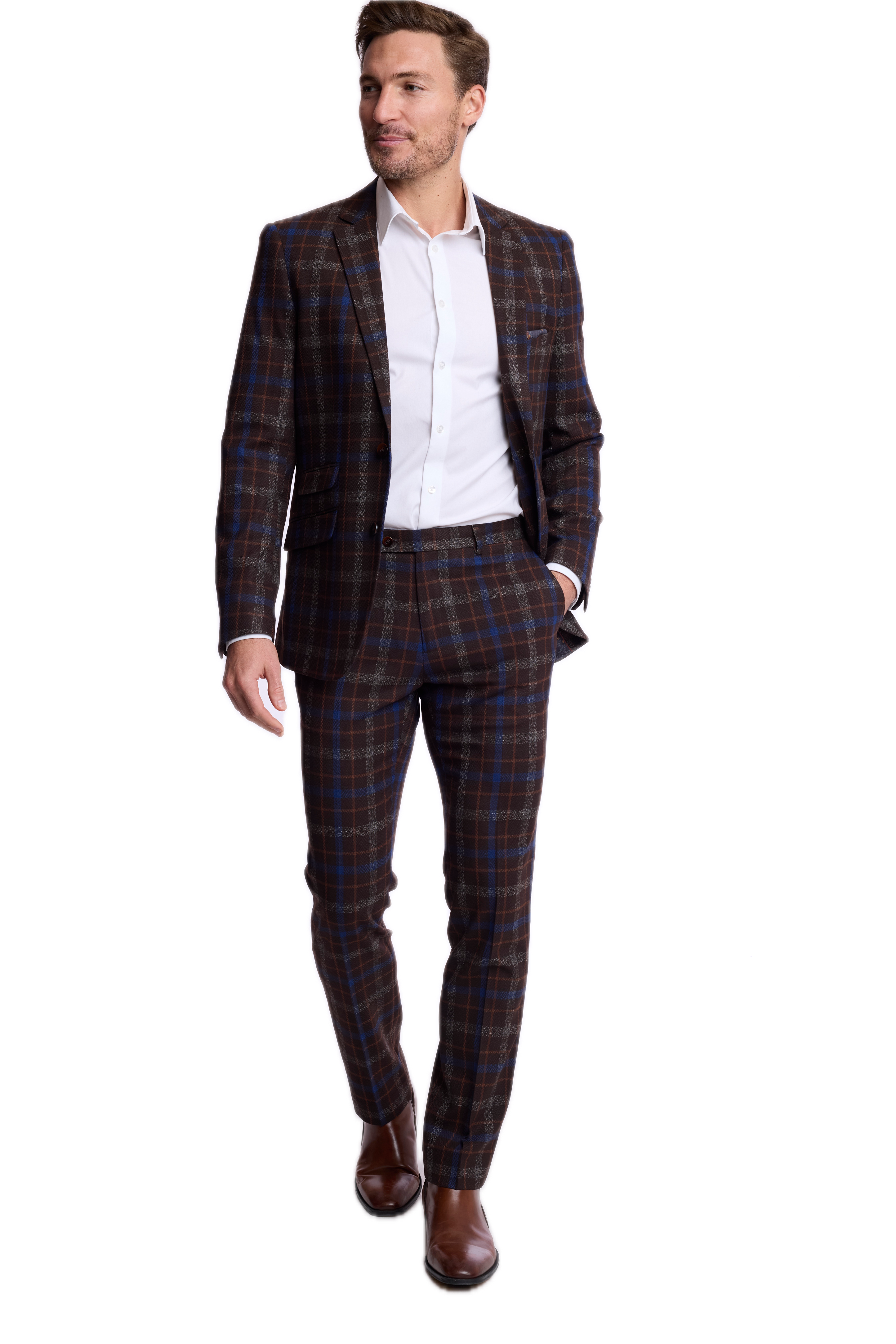 Downing Pants - slim - Chocolate Royal Rust Check