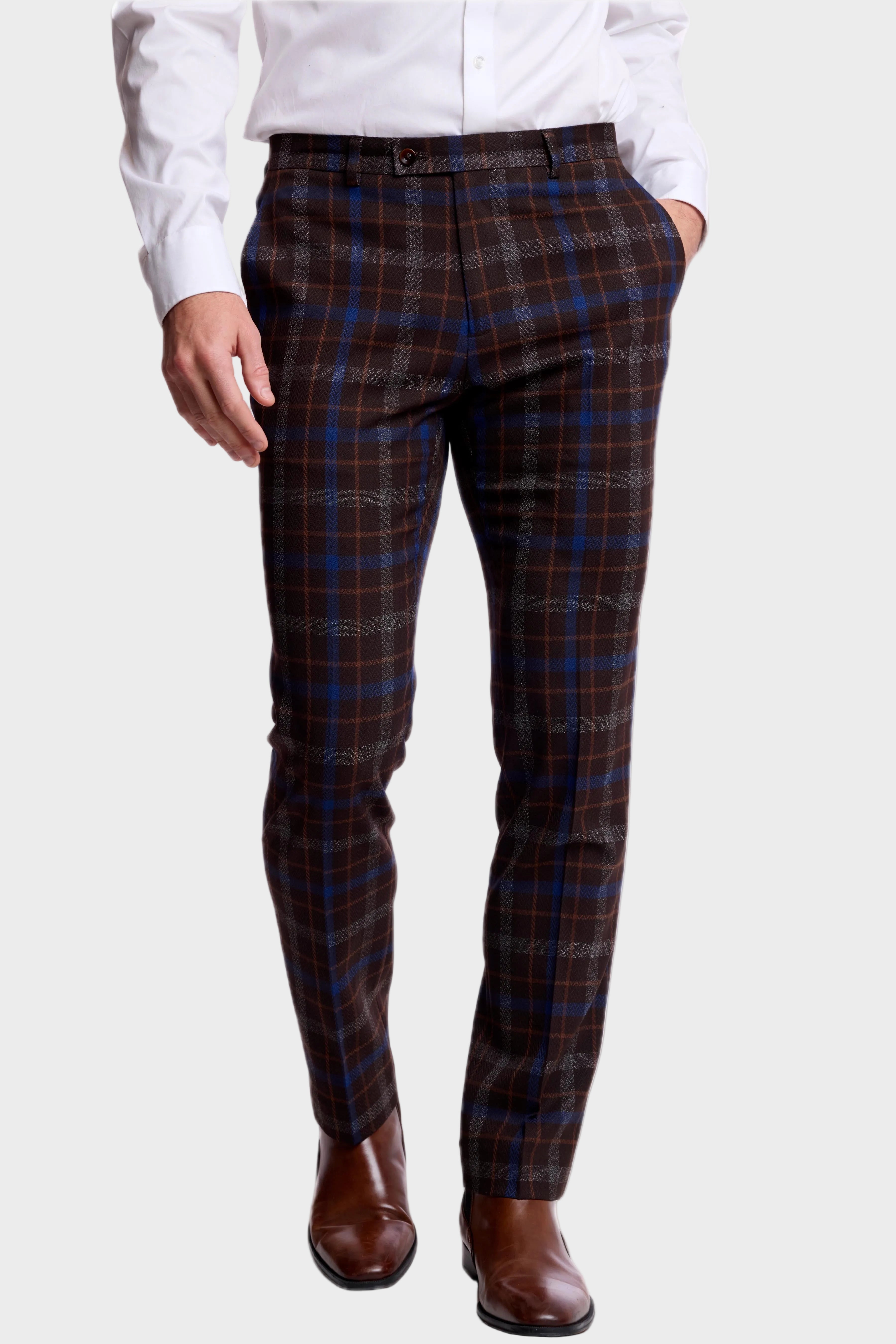 Downing Pants - slim - Chocolate Royal Rust Check