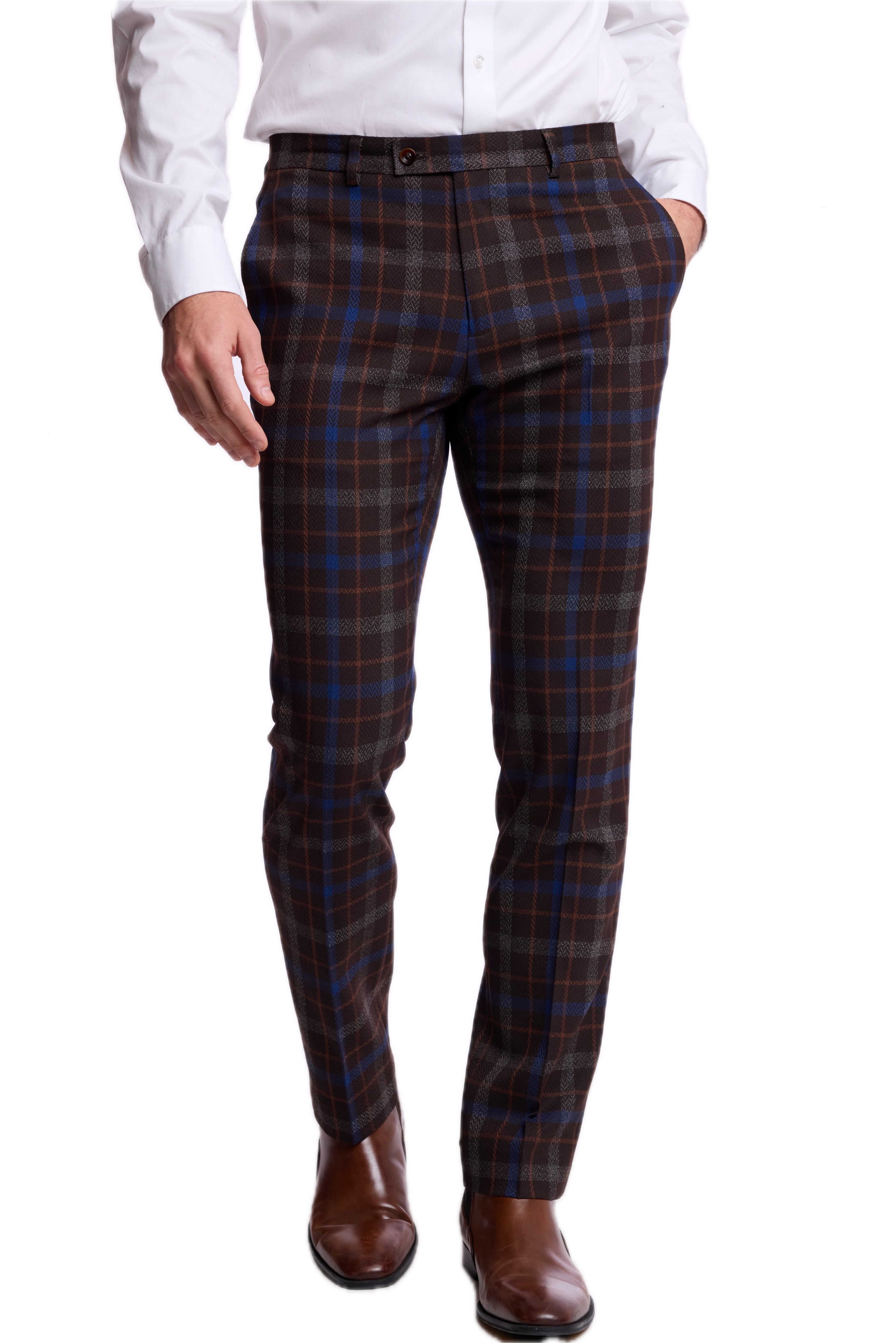 Downing Pants - slim - Chocolate Royal Rust Check
