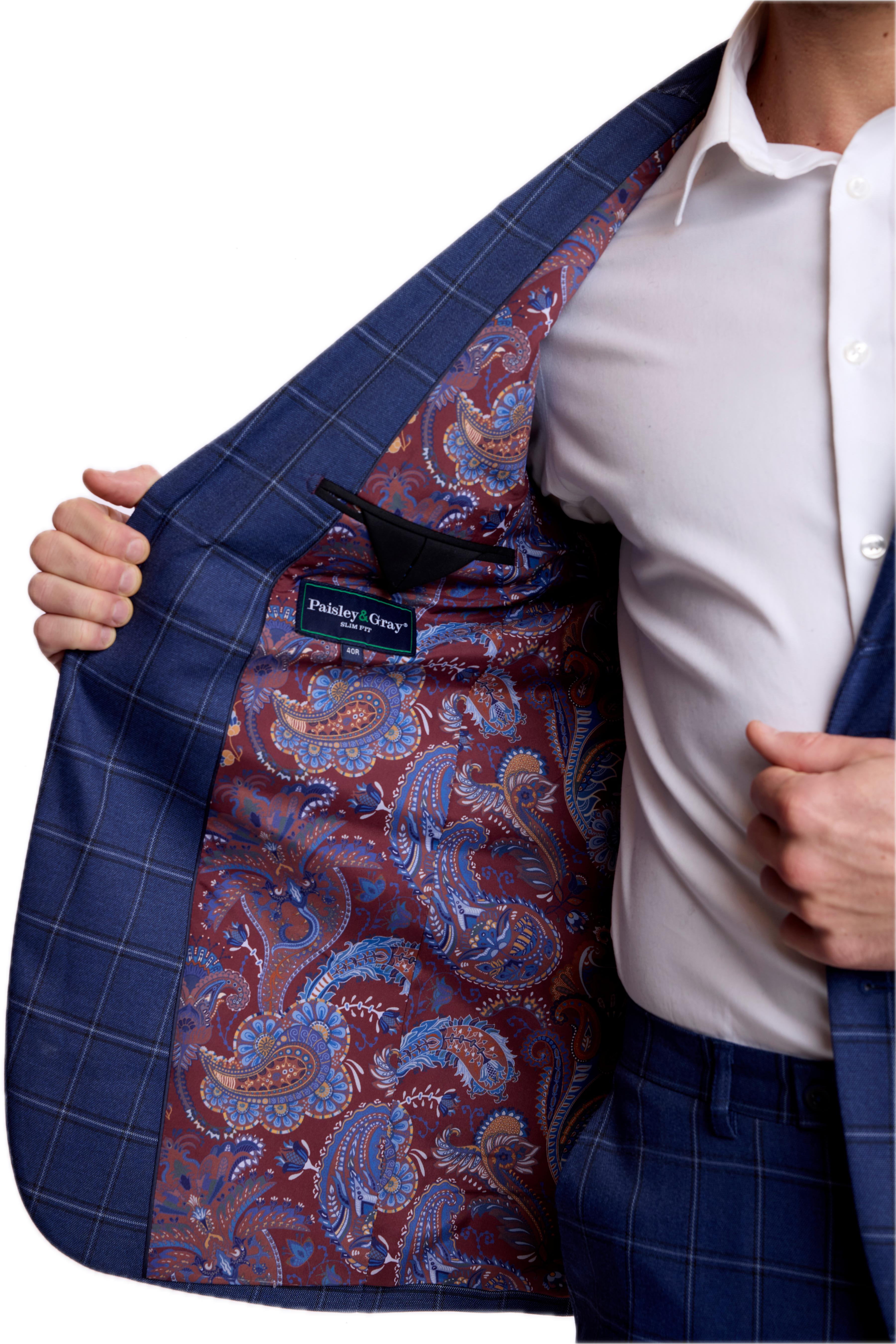 Dover Notch Jacket - slim - Dark Blue Windowpane