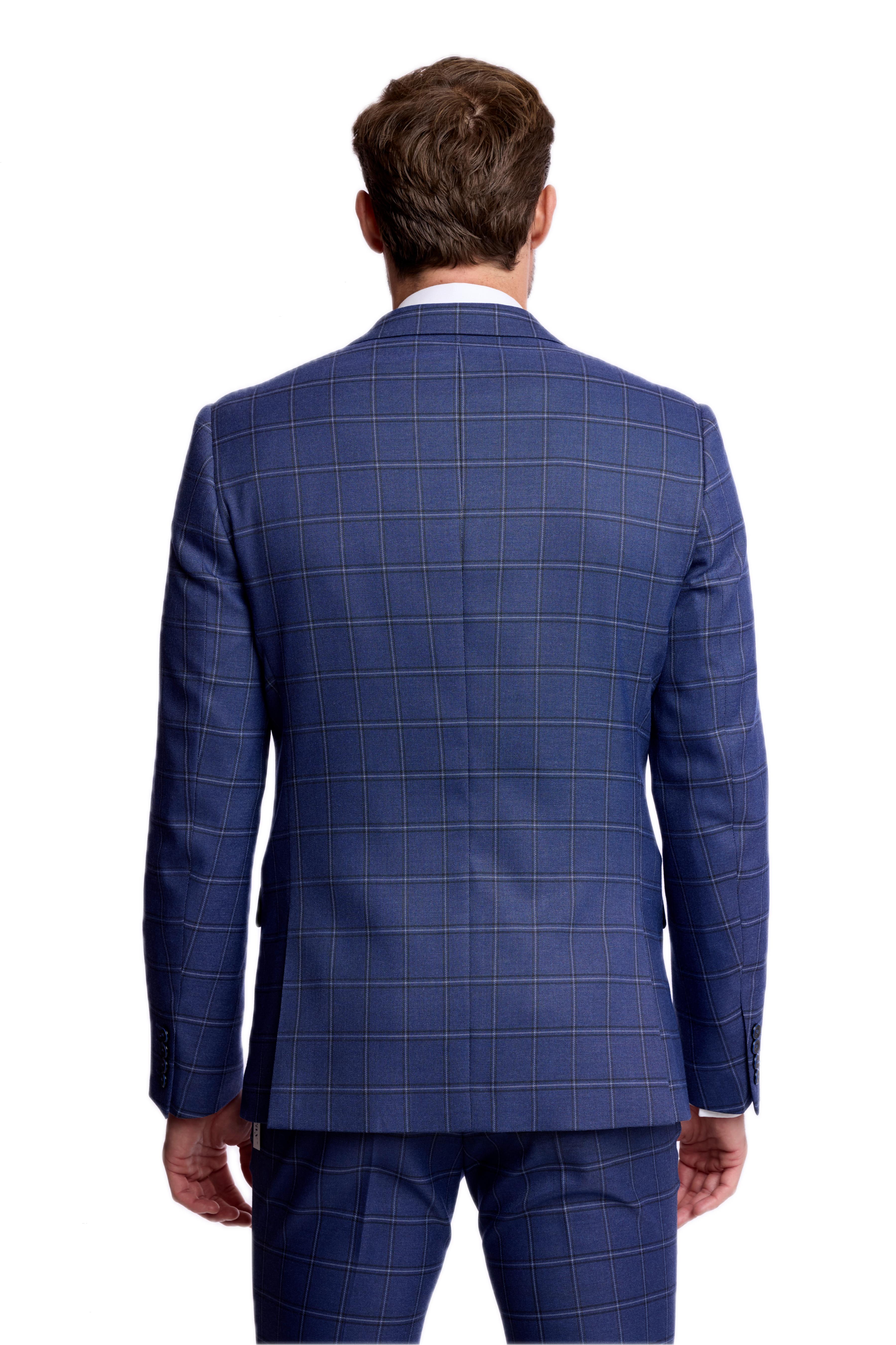 Dover Notch Jacket - slim - Dark Blue Windowpane