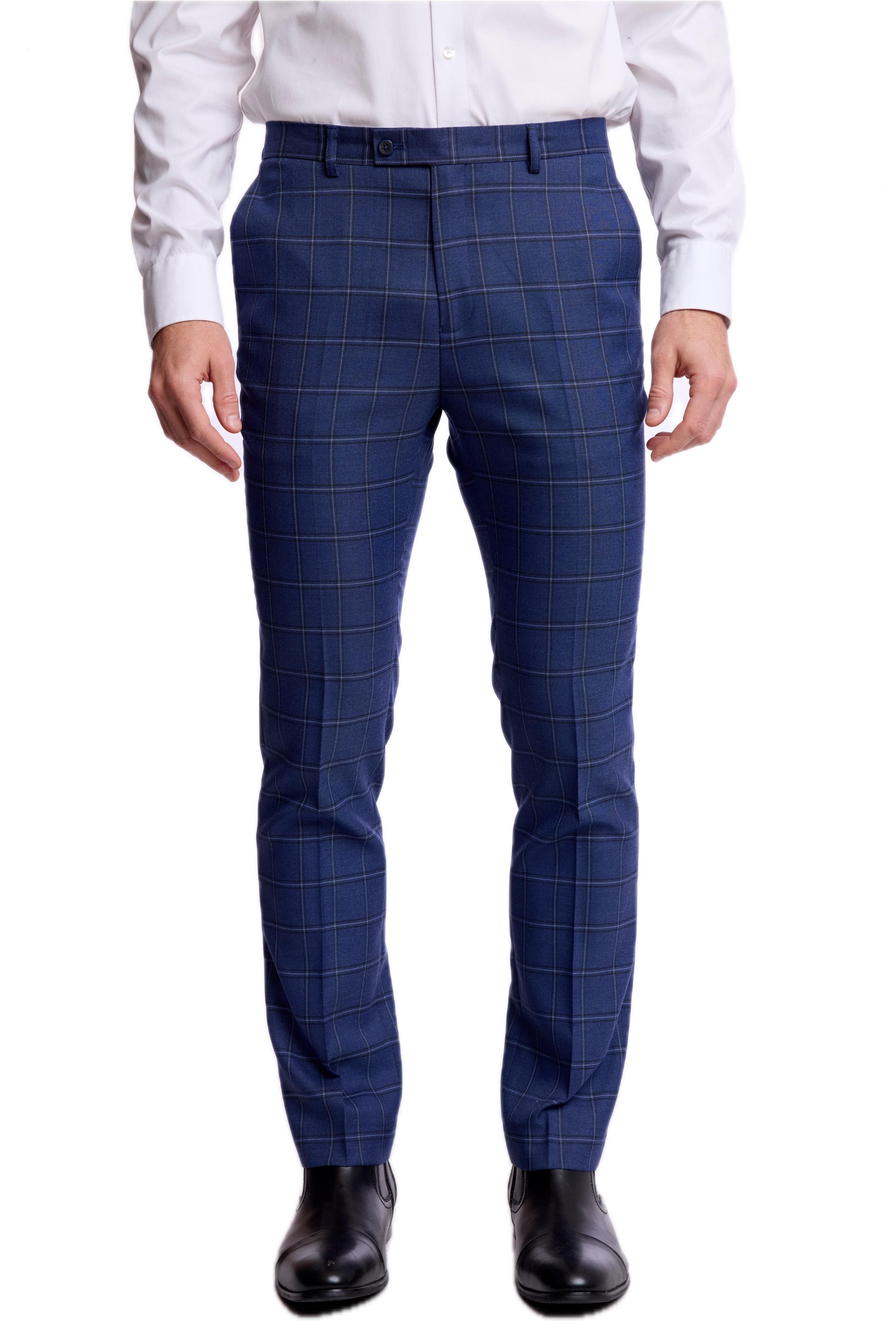 Downing Pants - slim - Dark Blue Windowpane