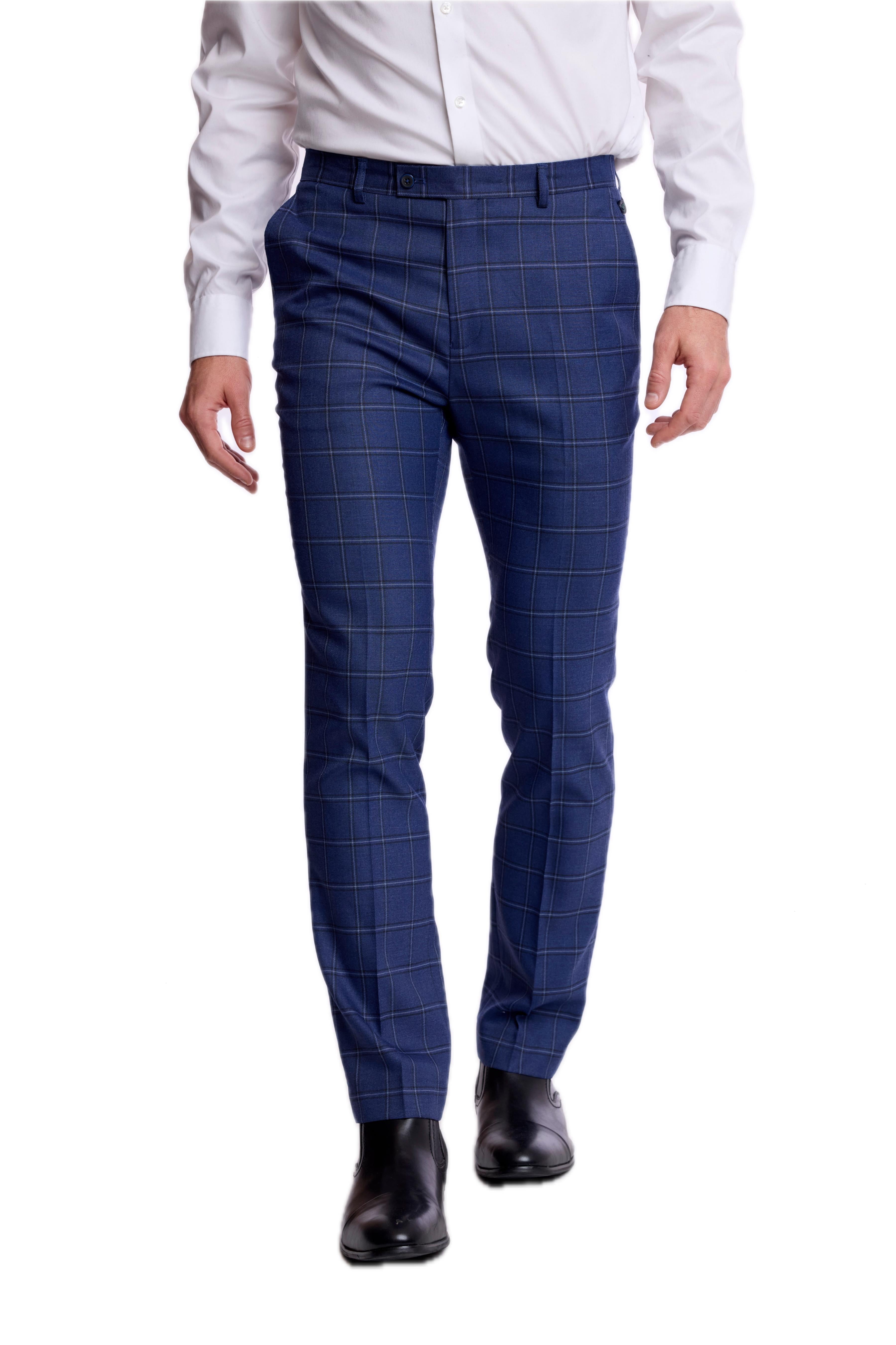 Downing Pants - slim - Dark Blue Windowpane