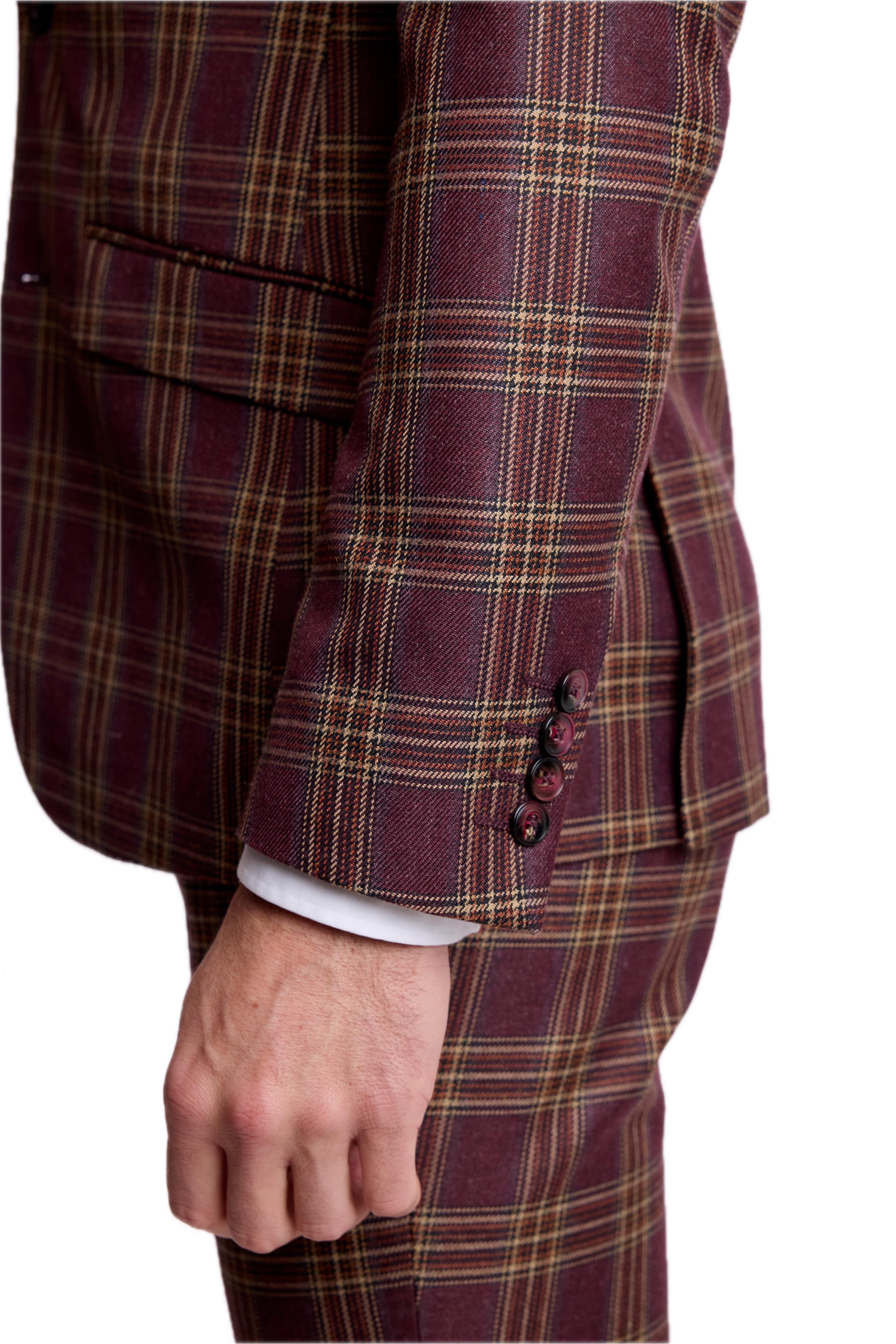 Dover Notch Jacket - slim - Burgundy Tan Check