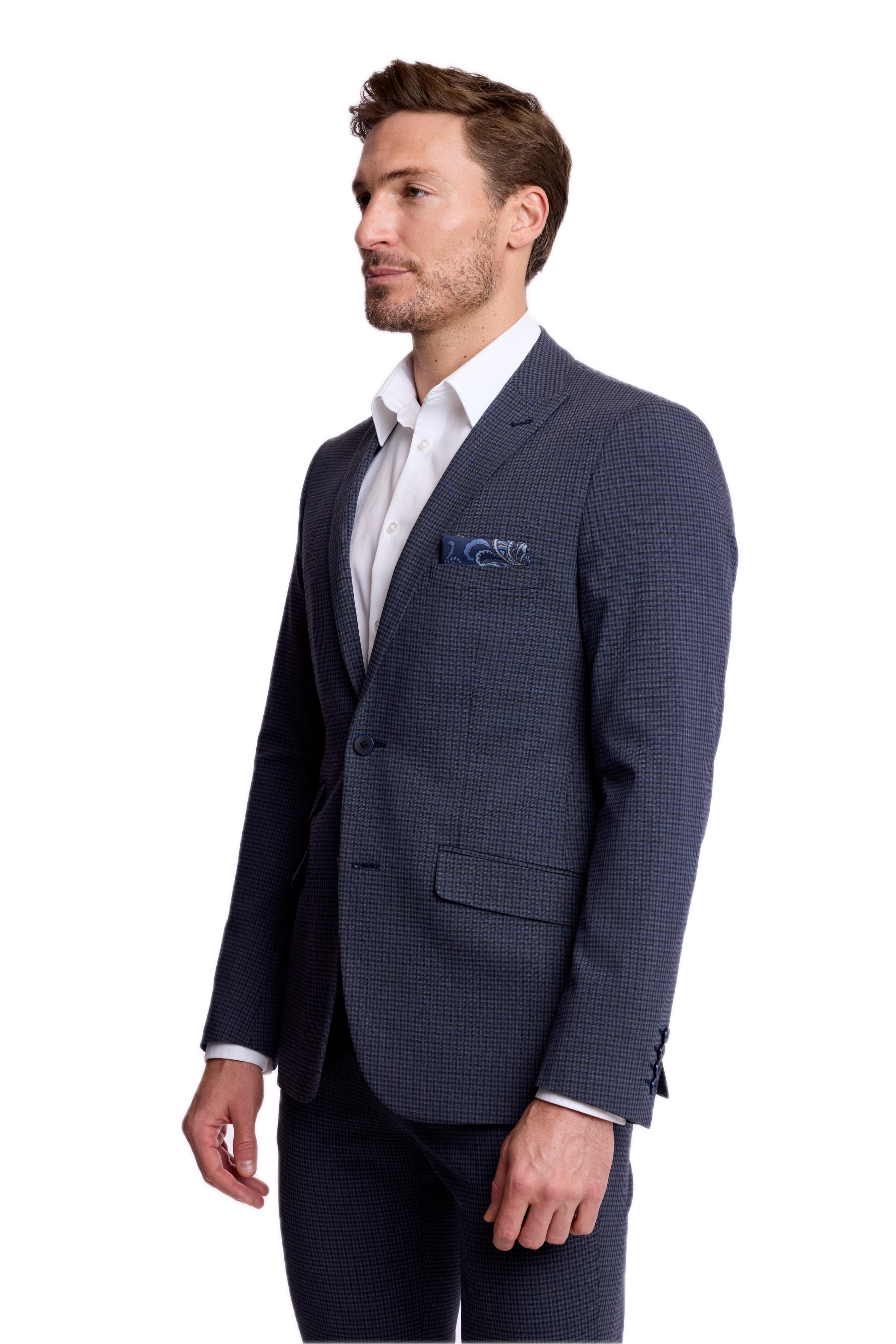 Ashton Peak Jacket - slim - Navy Burgundy Gingham