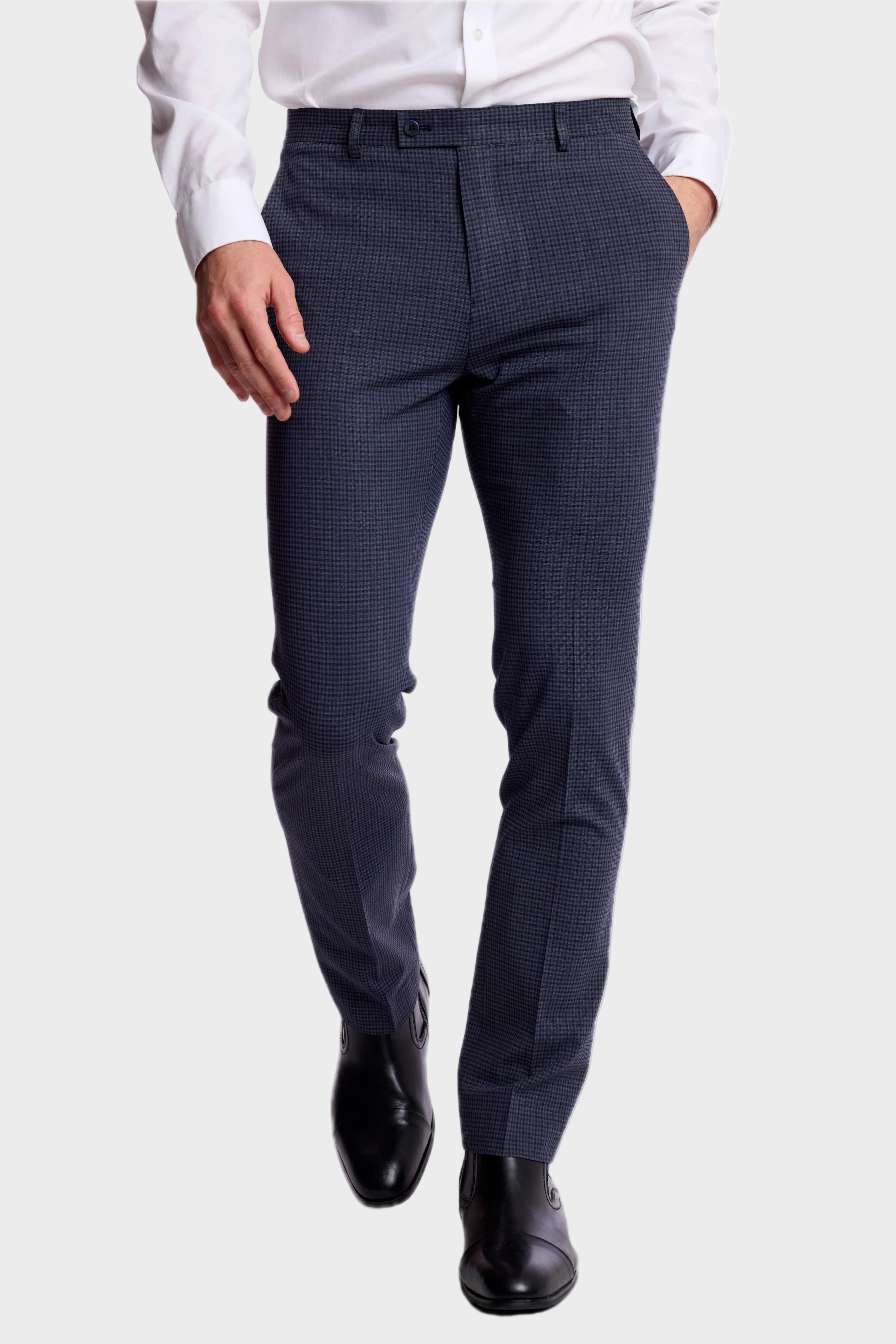 Downing Pants - slim - Navy Burgundy Gingham