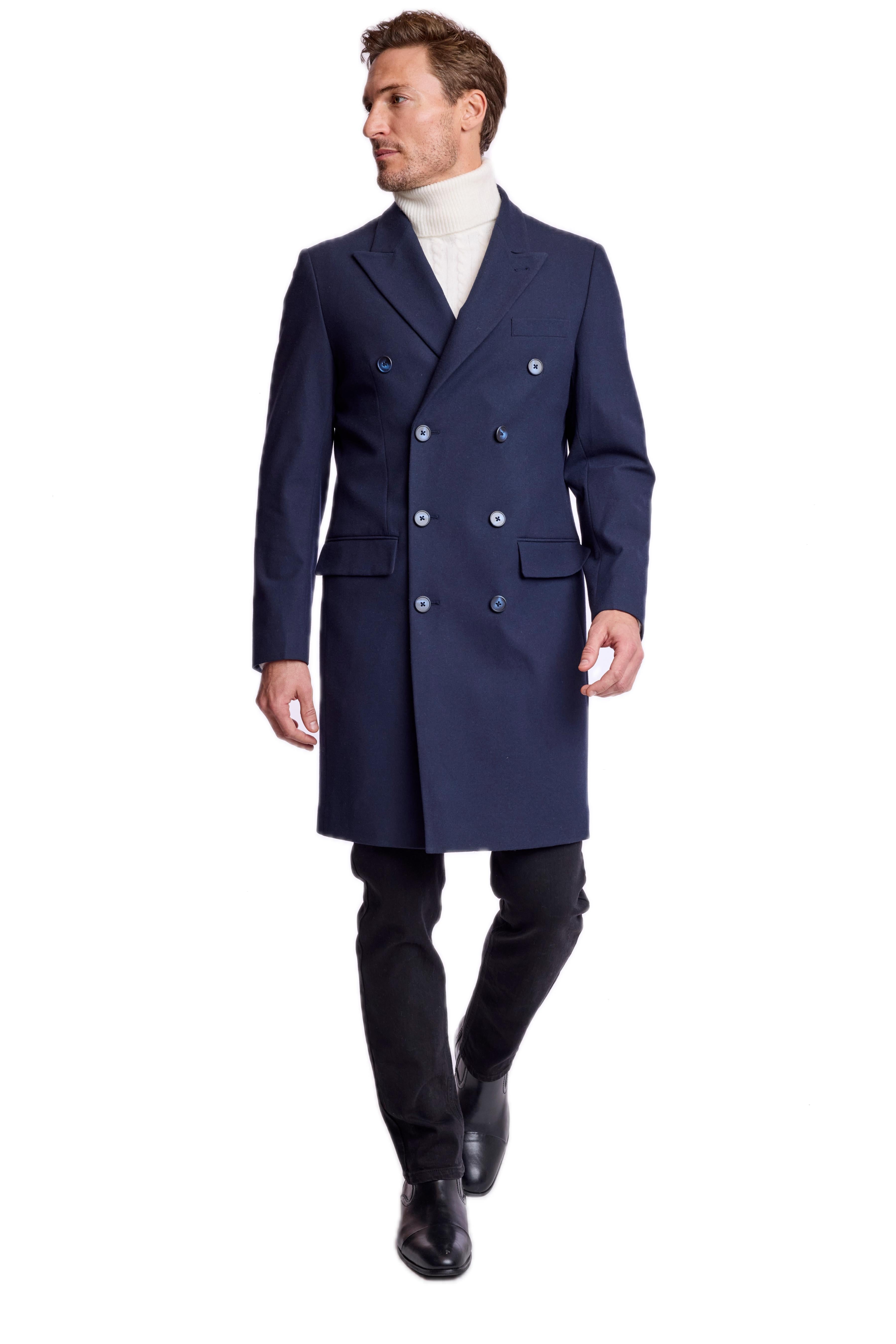 Peak DB Overcoat - slim - Navy
