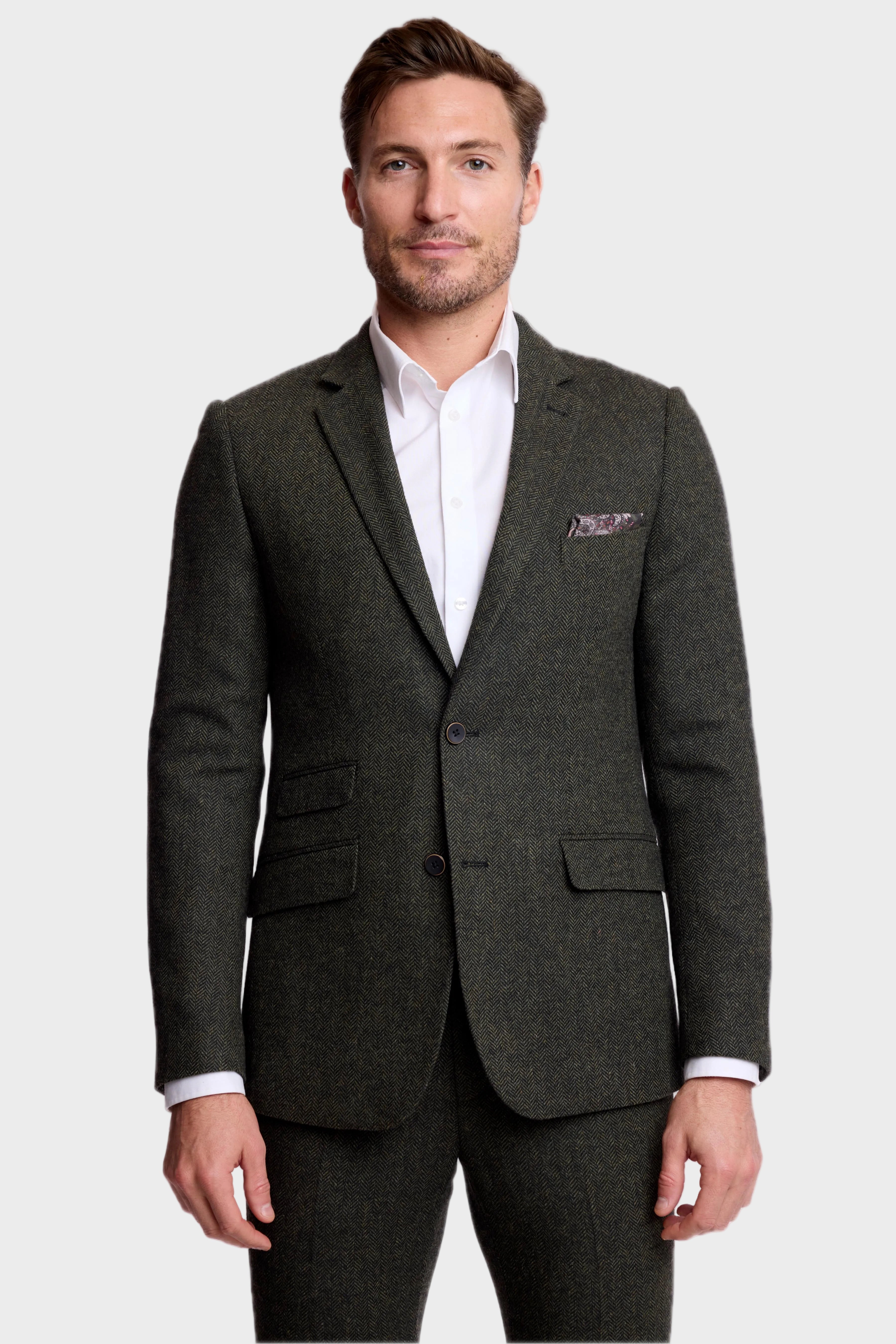Dover Notch Jacket - slim - Green Black Herringbone