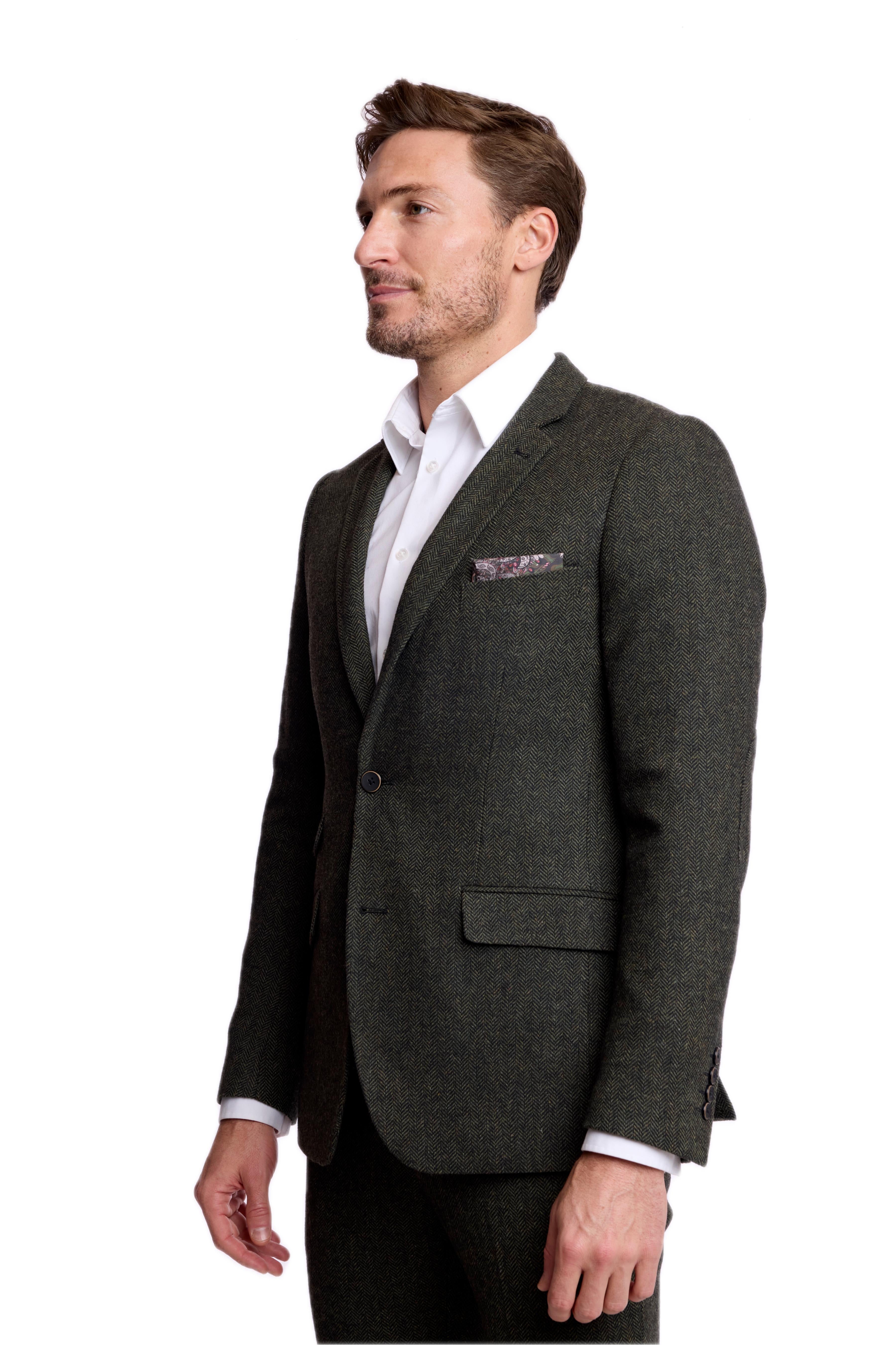 Dover Notch Jacket - slim - Green Black Herringbone