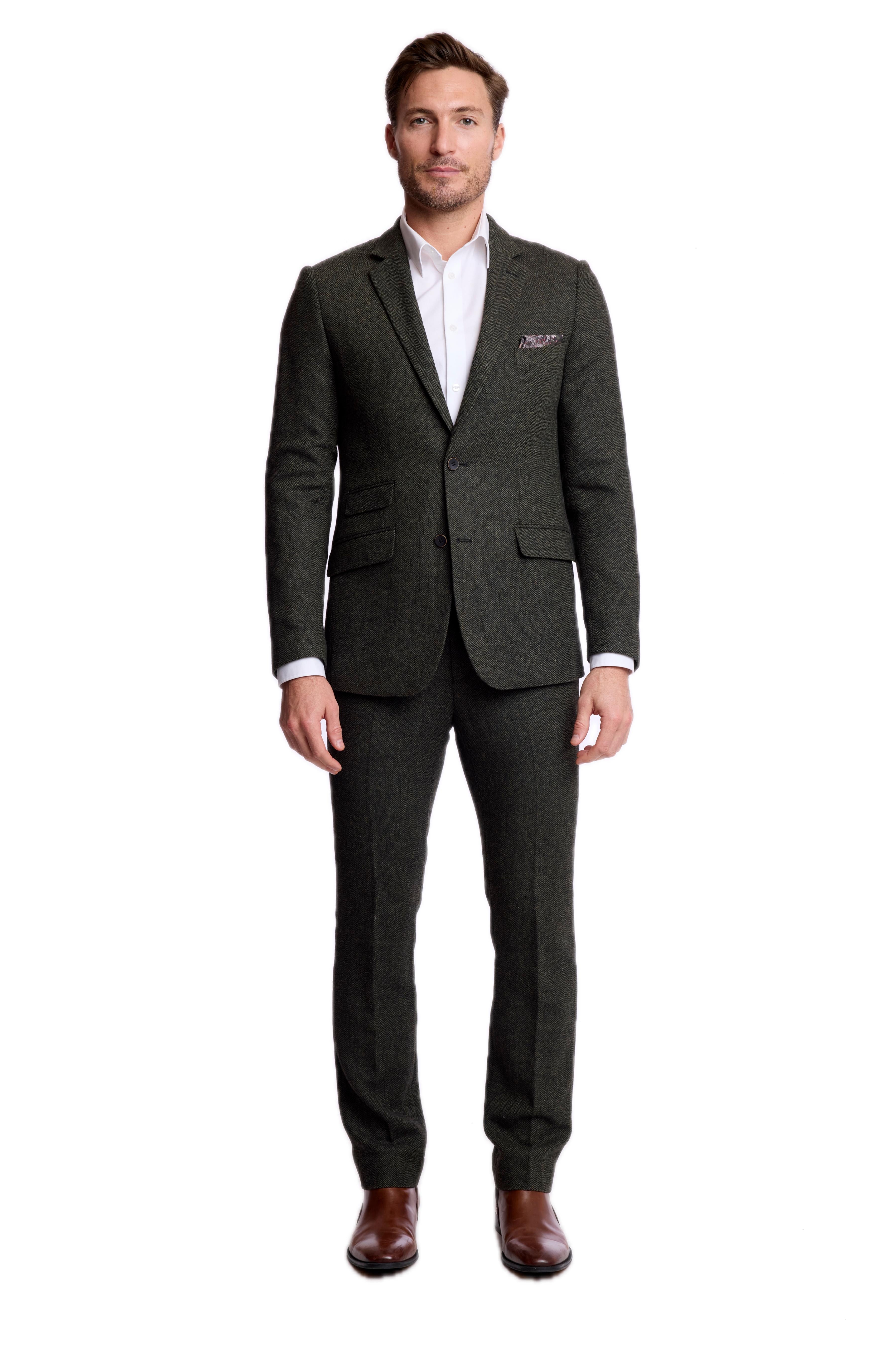 Dover Notch Jacket - slim - Green Black Herringbone