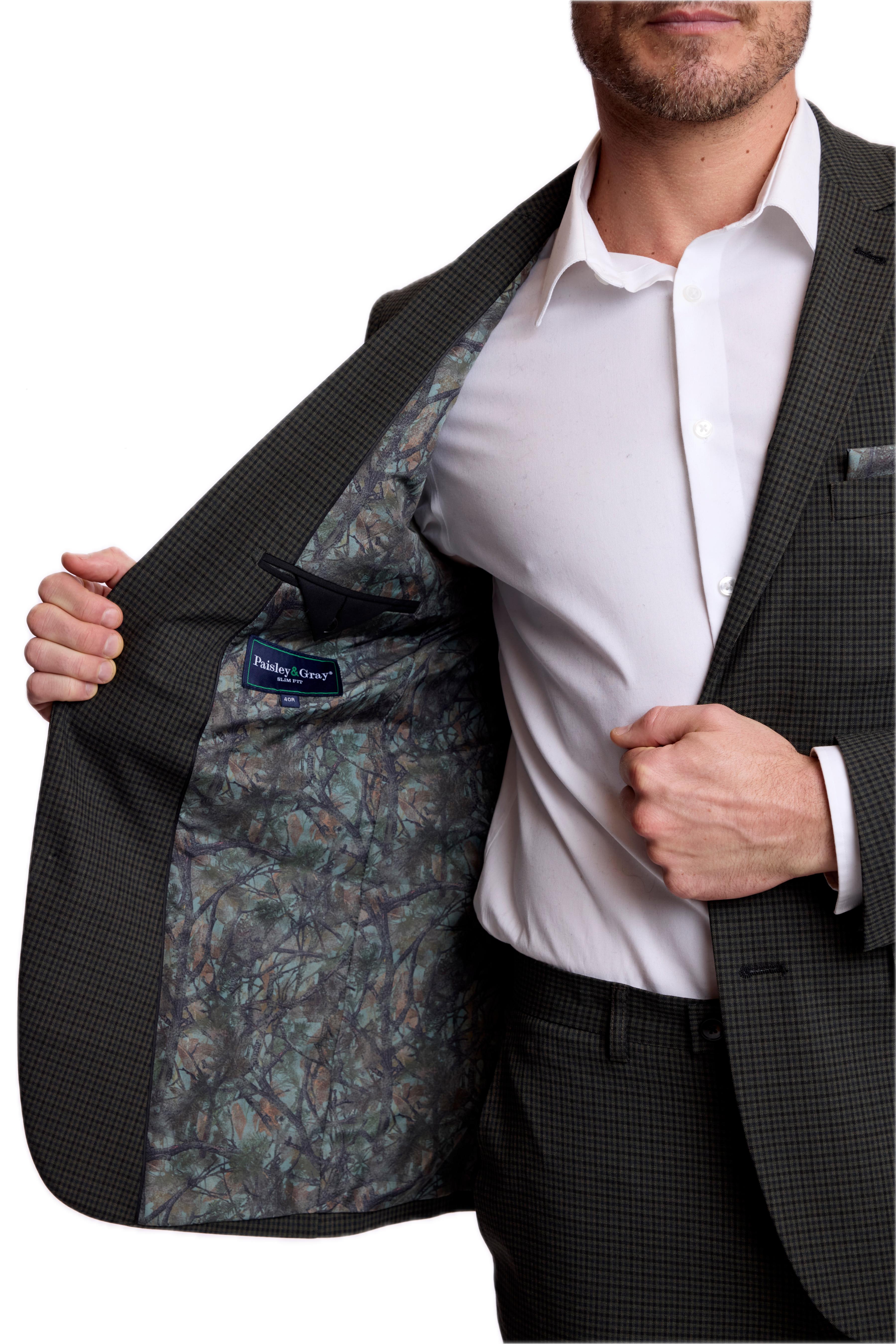 Dover Notch Jacket - slim - Green Navy Black Gingham