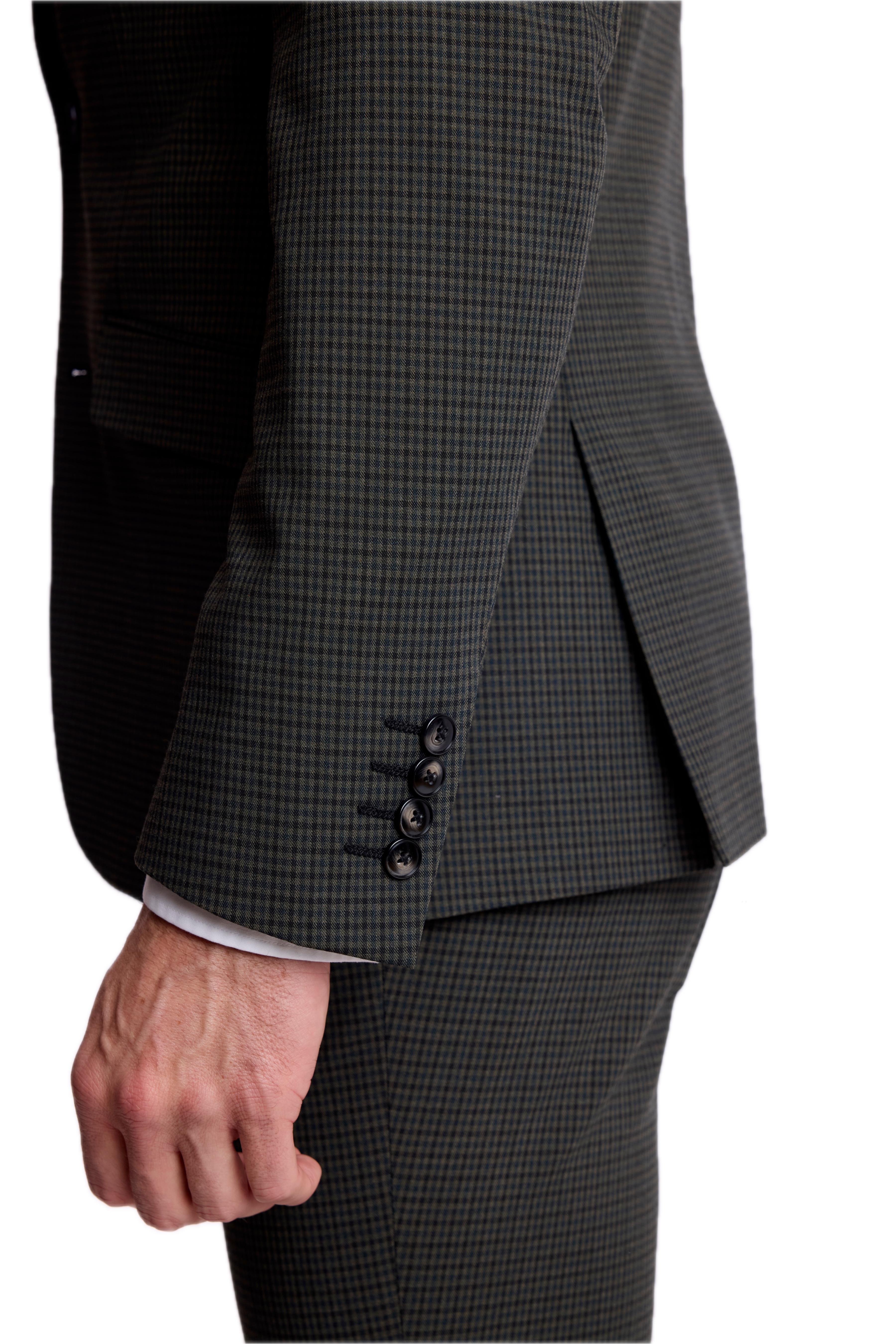 Dover Notch Jacket - slim - Green Navy Black Gingham