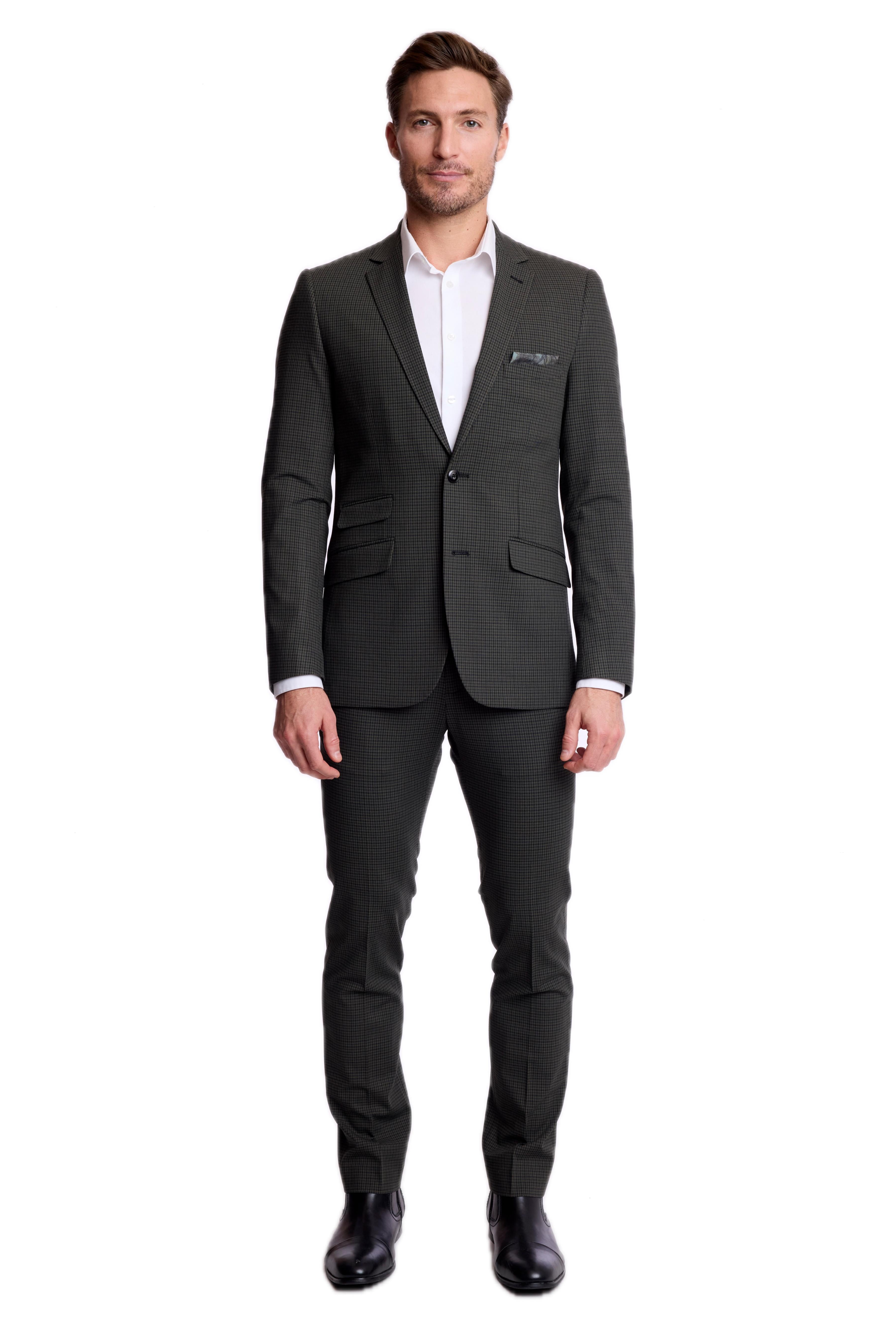 Dover Notch Jacket - slim - Green Navy Black Gingham