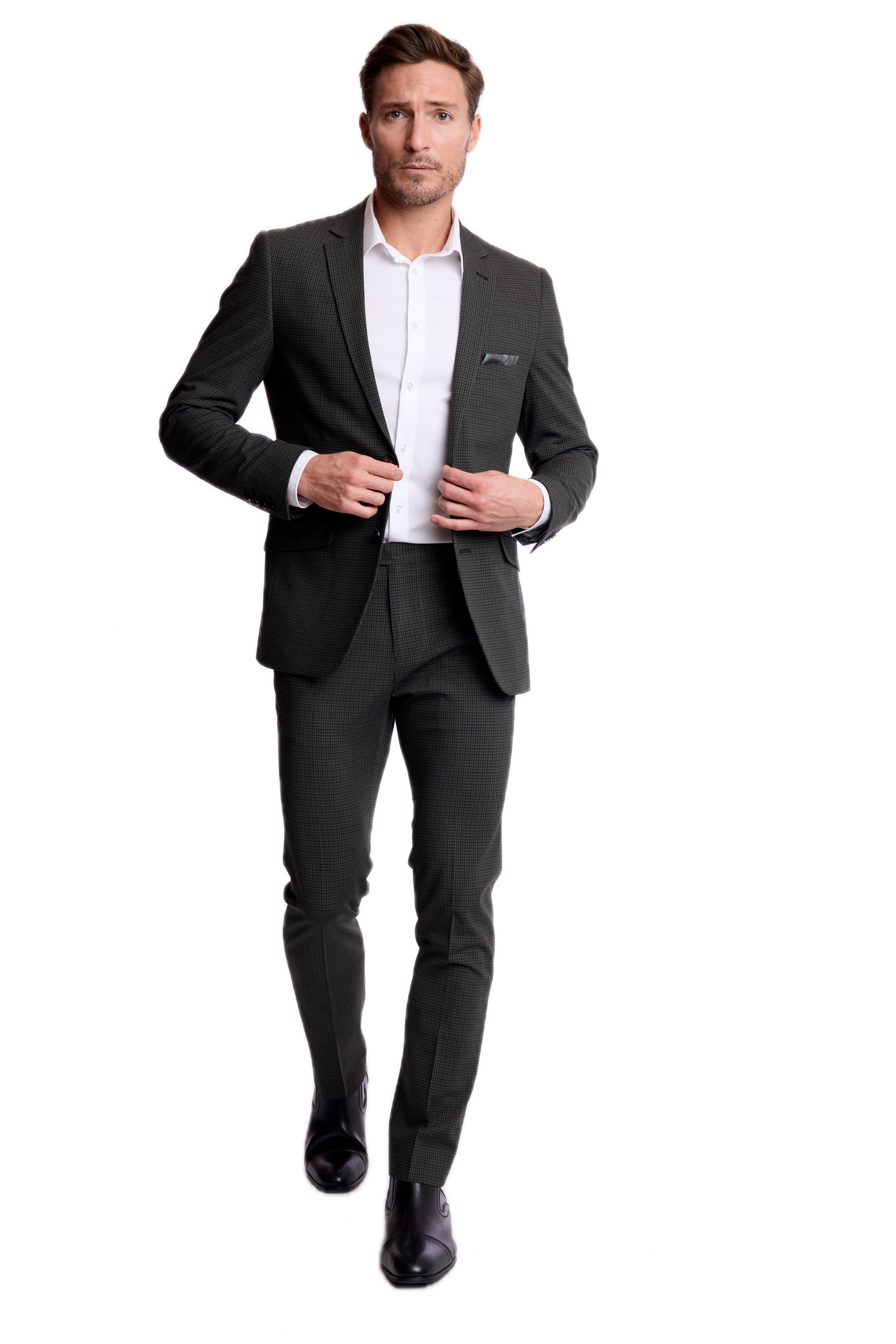 Dover Notch Jacket - slim - Green Navy Black Gingham