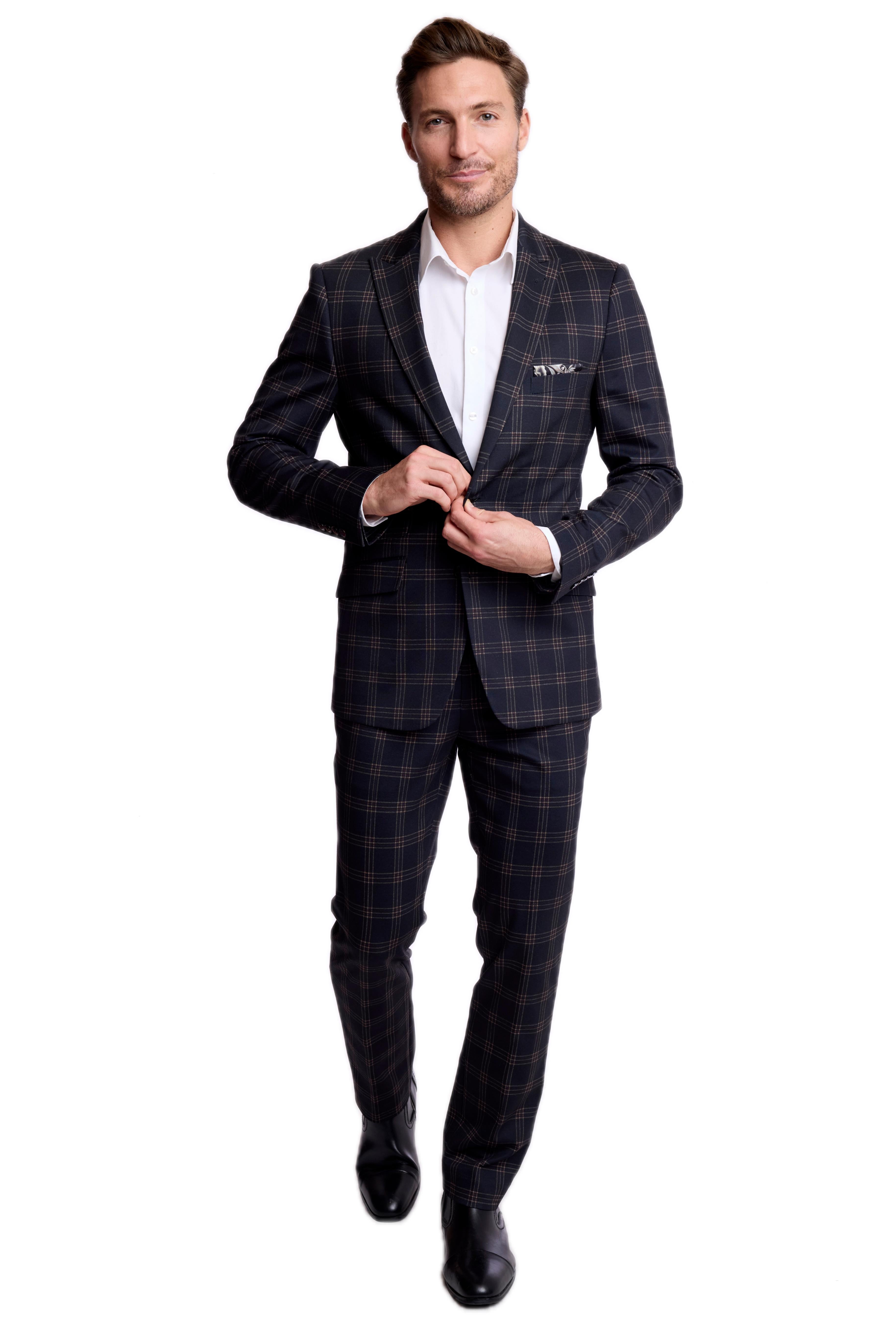 Ashton Peak Jacket - slim - Black Red Knit Plaid