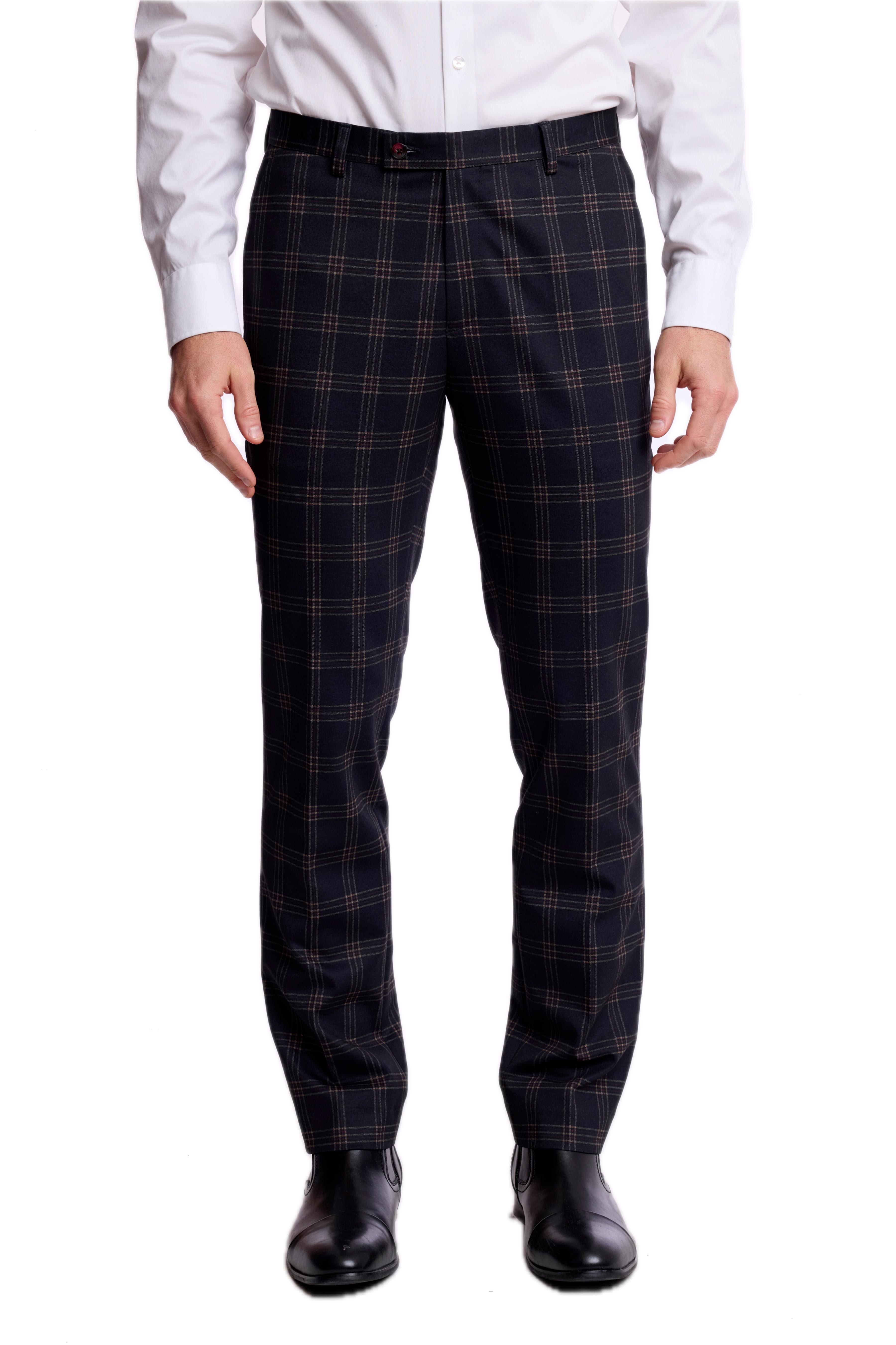 Downing Pants - slim - Black Red Knit Plaid