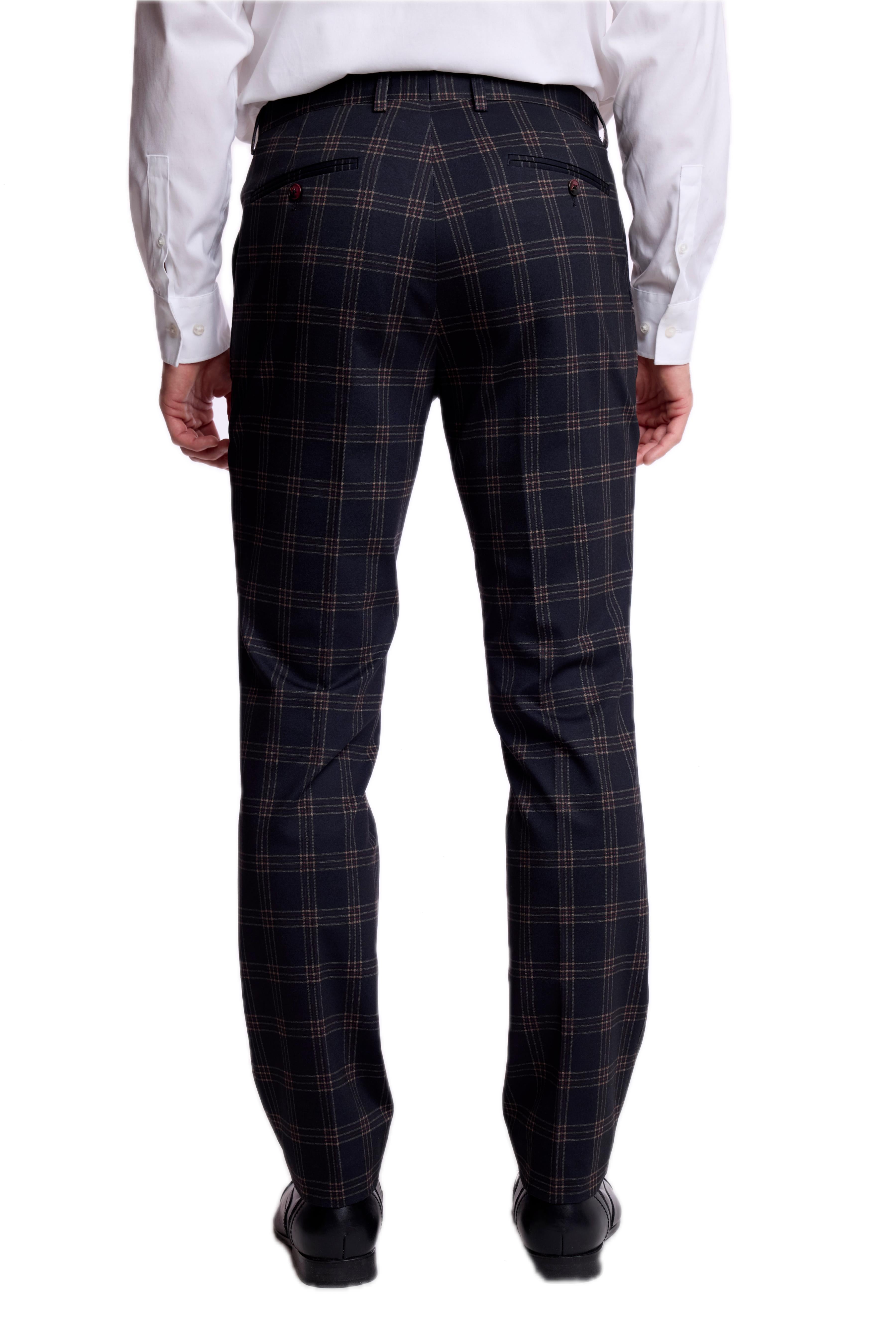 Downing Pants - slim - Black Red Knit Plaid