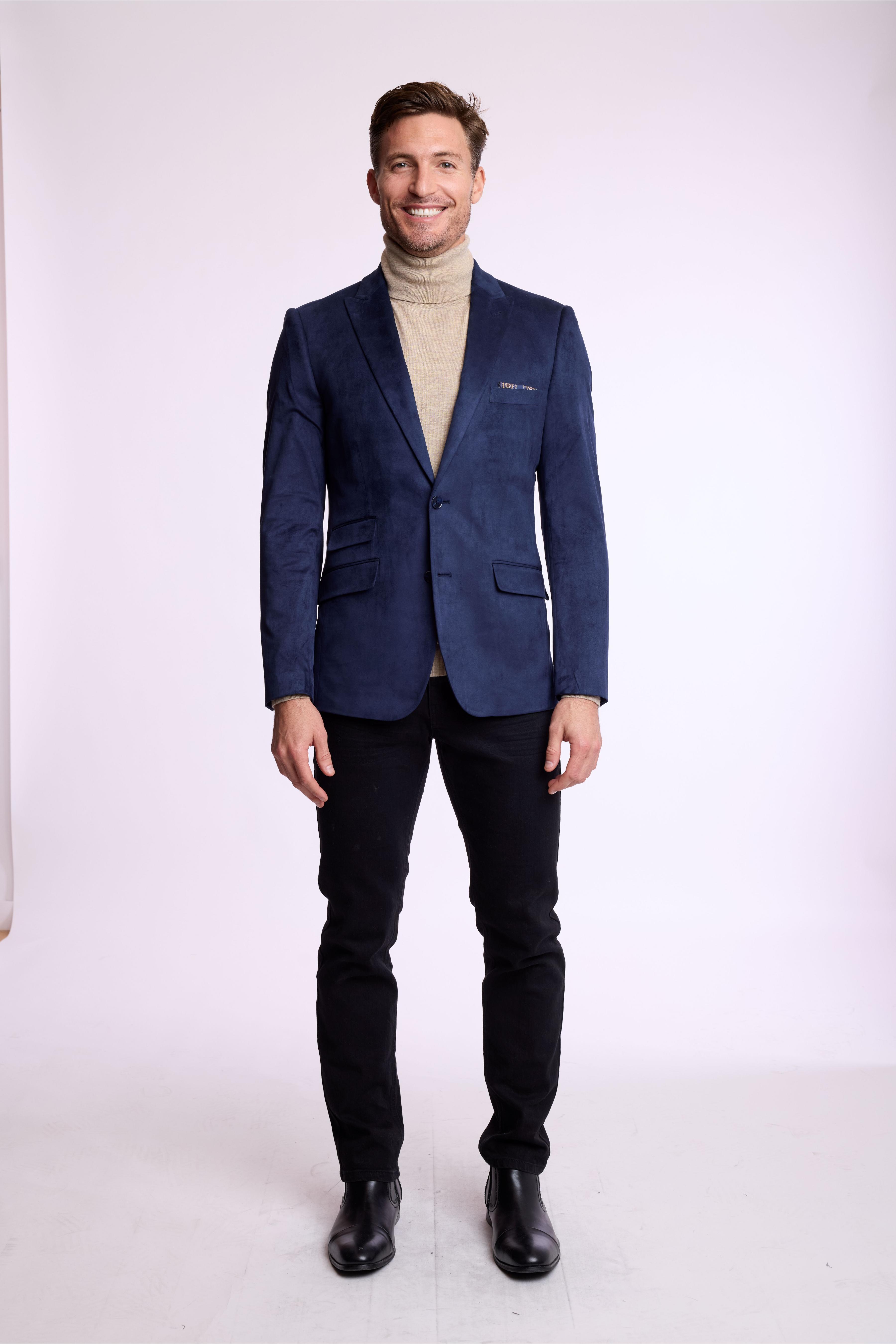 Ashton Peak Sportswear Blazer - Dark Navy Microsuede