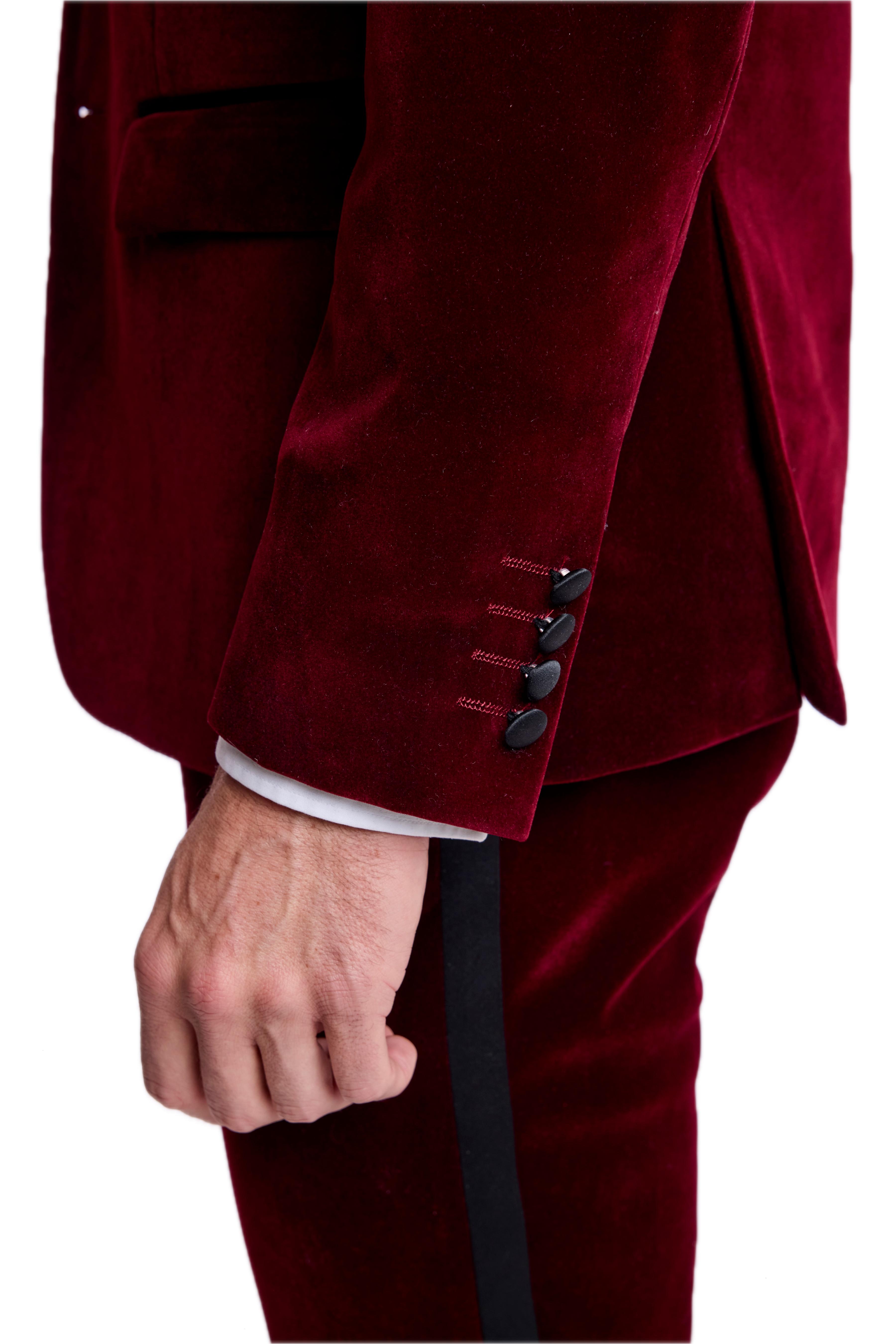 Kyle Big Peak Tux Jacket - slim - Burgundy Velvet