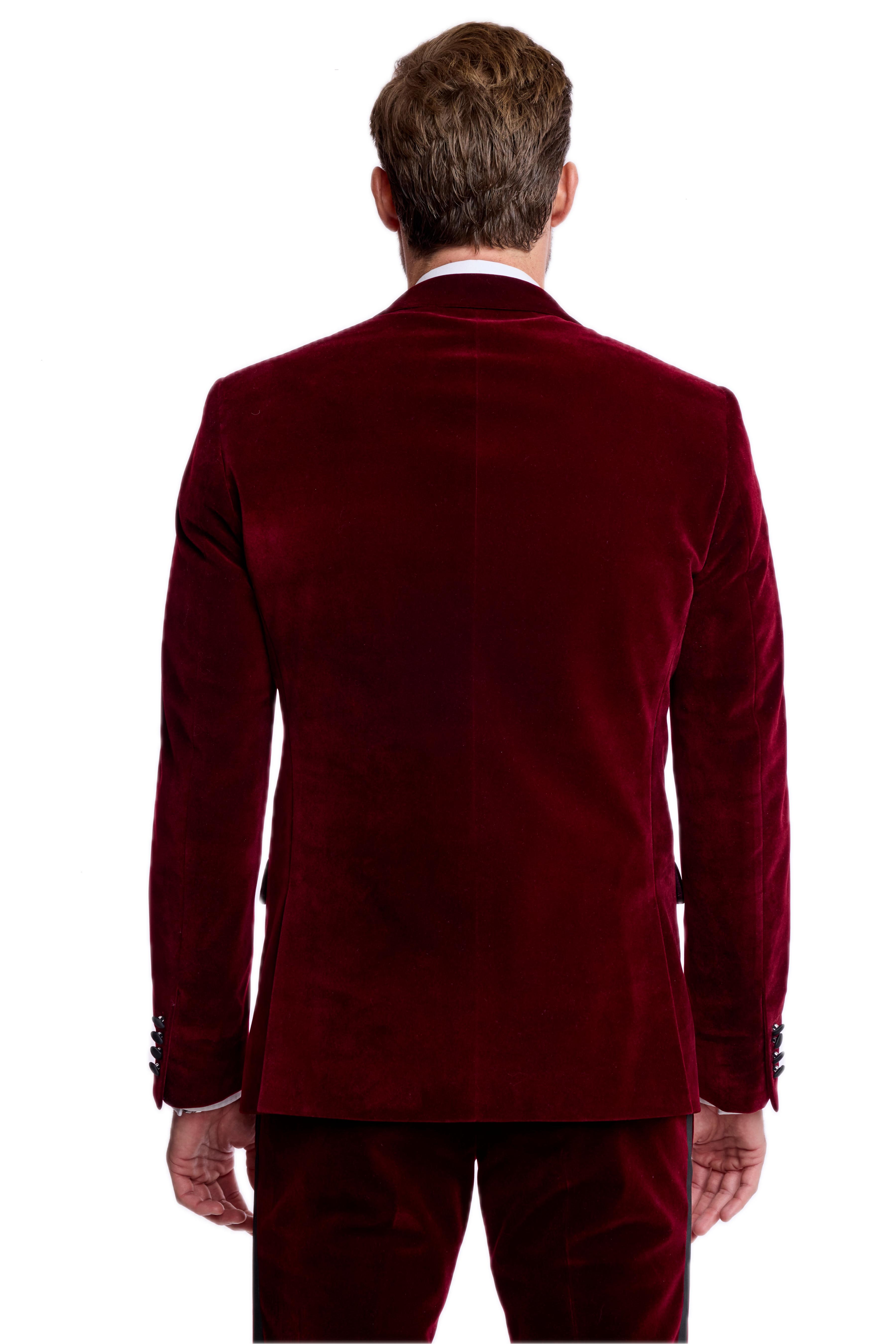 Kyle Big Peak Tux Jacket - slim - Burgundy Velvet