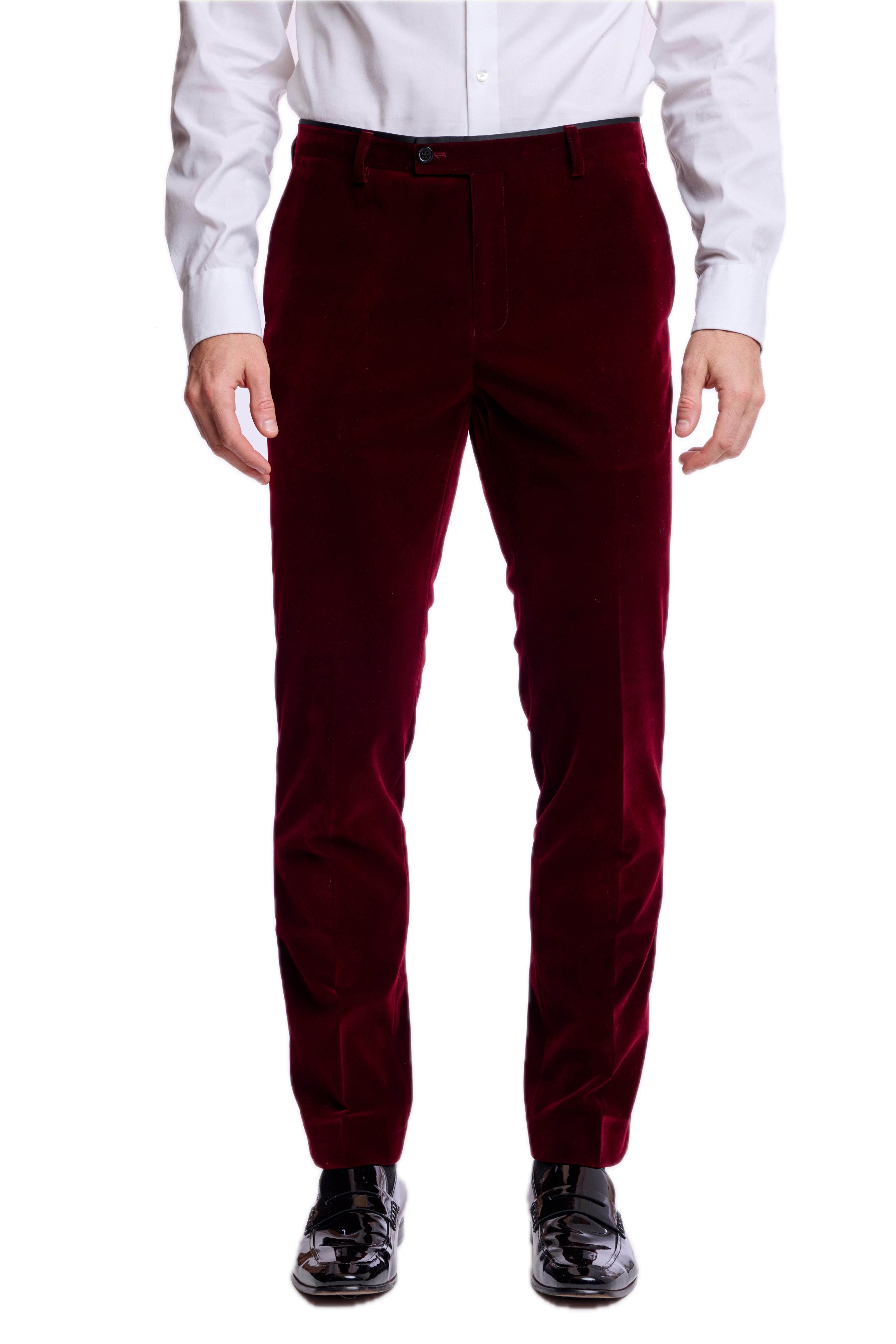 Sloane Stretch Tux Pants - slim - Burgundy Velvet