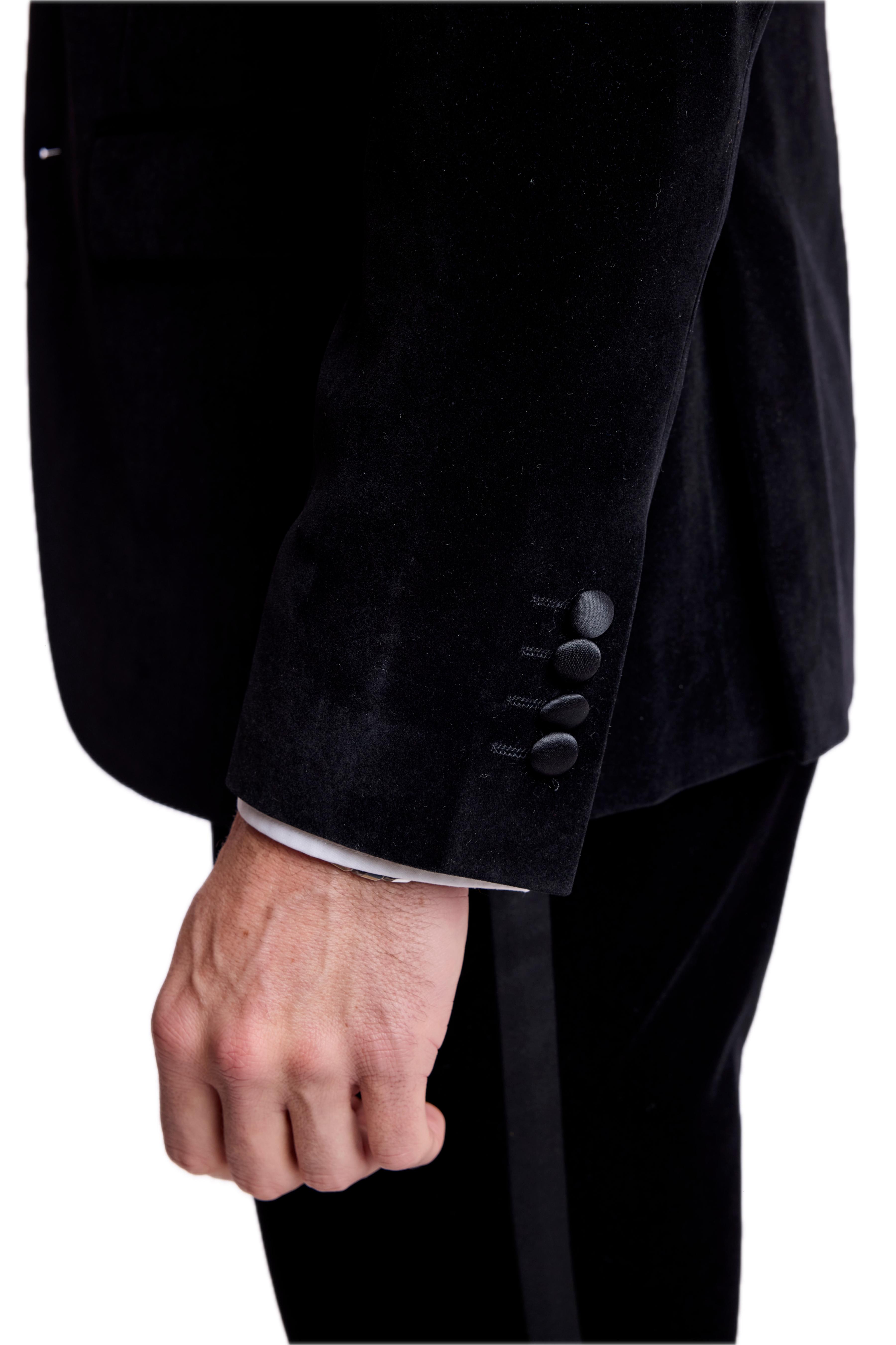 Kyle Big Peak Tux Jacket - slim - Jet Black Velvet