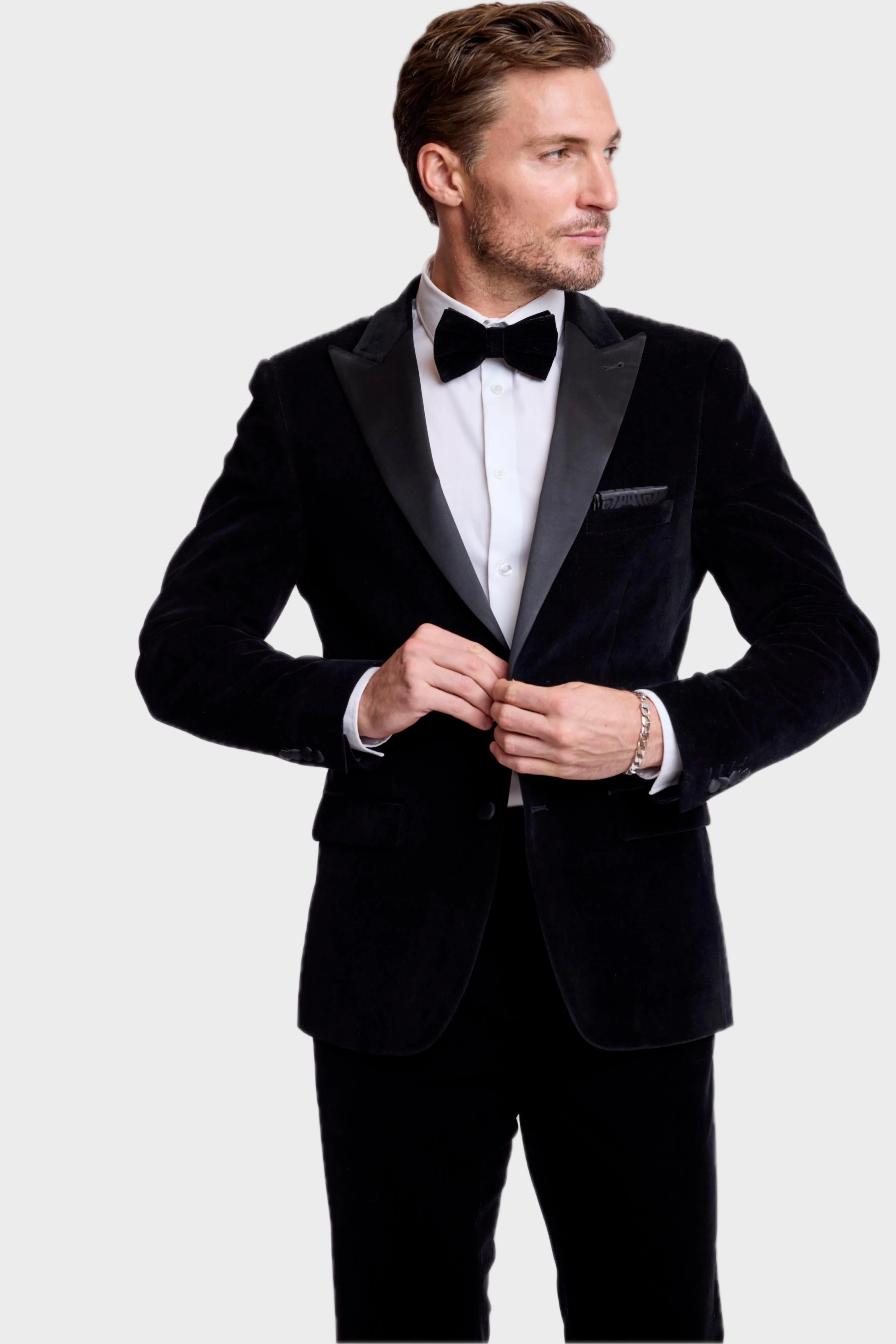 Kyle Big Peak Tux Jacket - slim - Jet Black Velvet