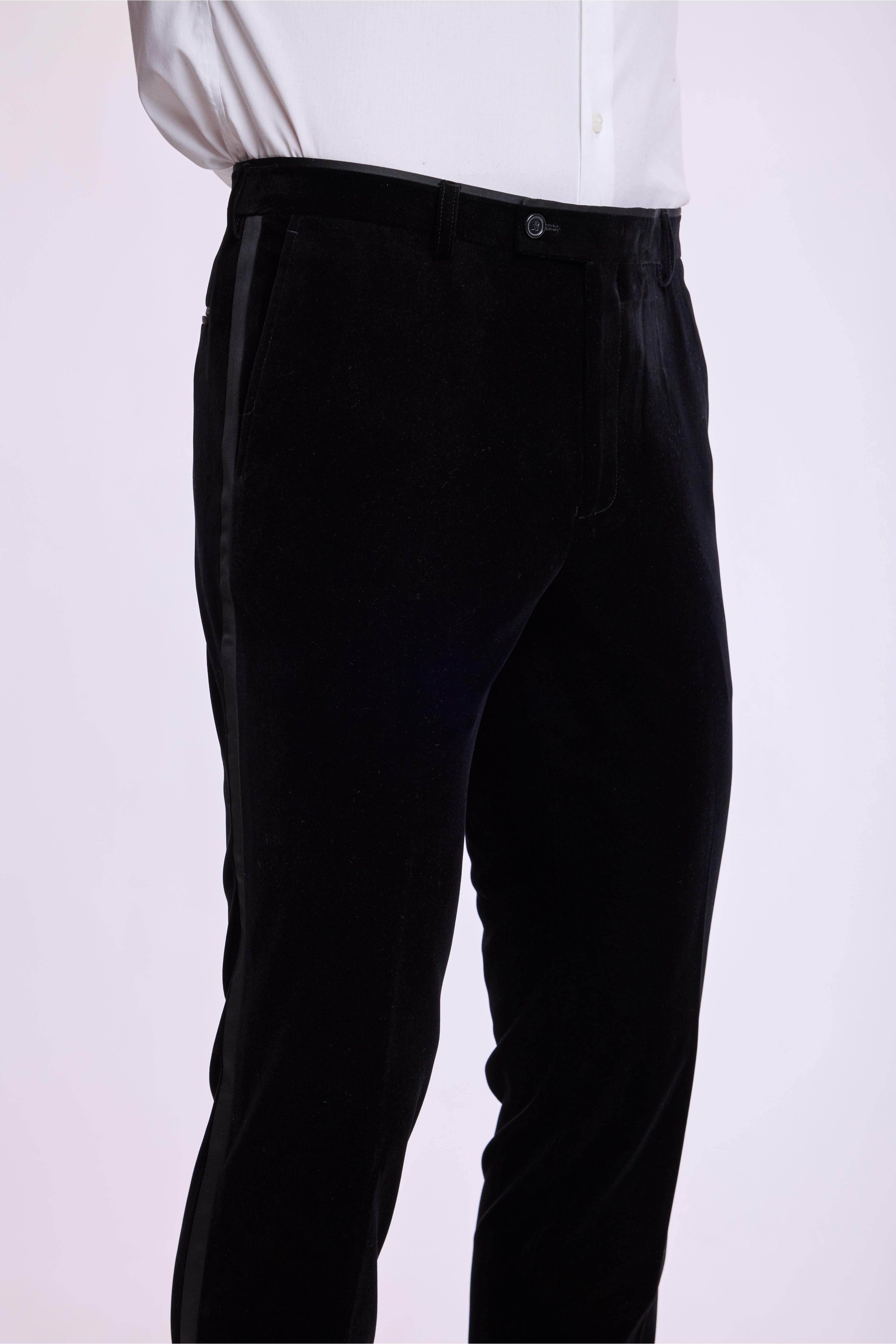 Sloane Stretch Tux Pants - slim - Jet Black Velvet