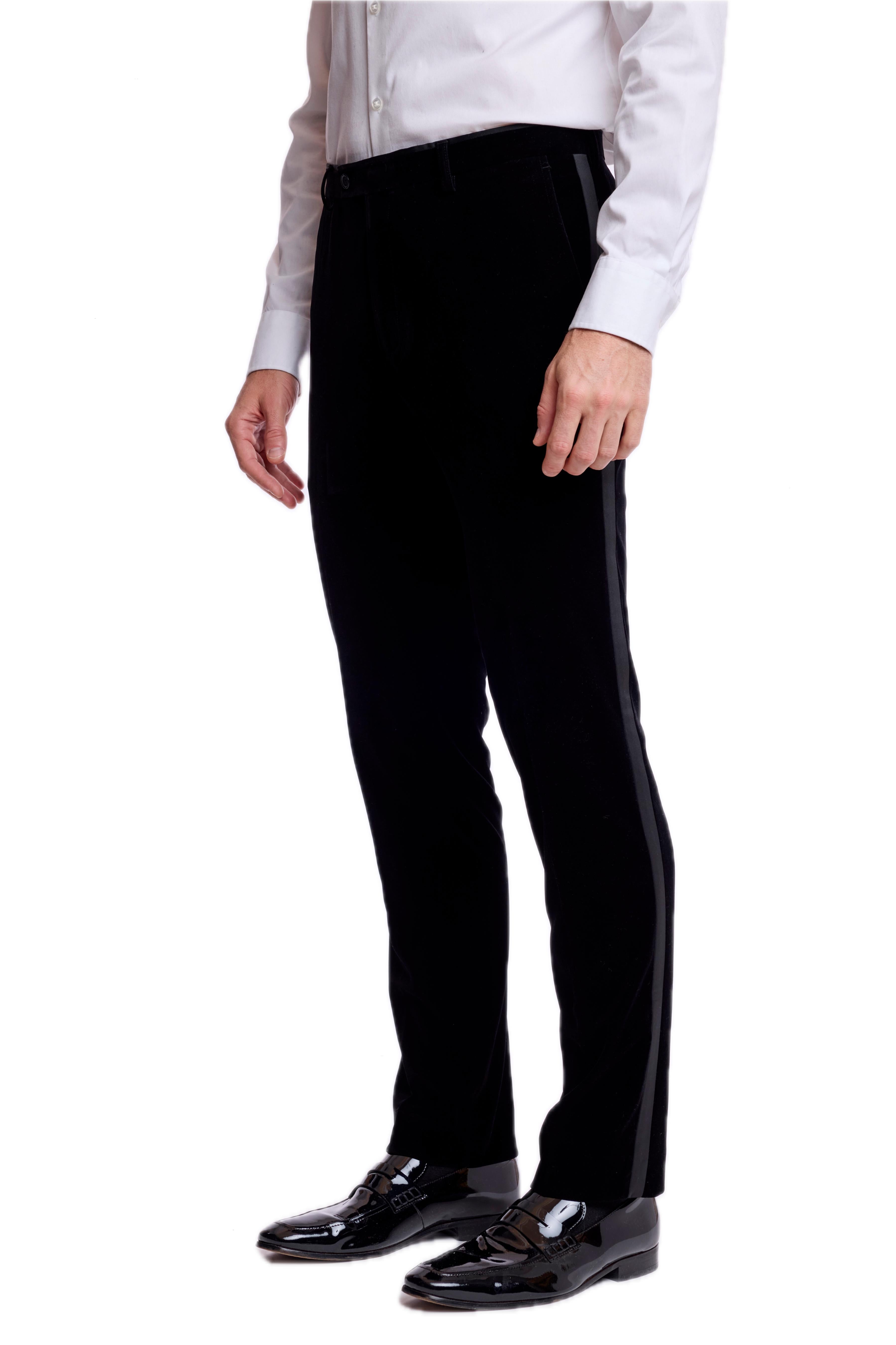 Sloane Stretch Tux Pants - slim - Jet Black Velvet