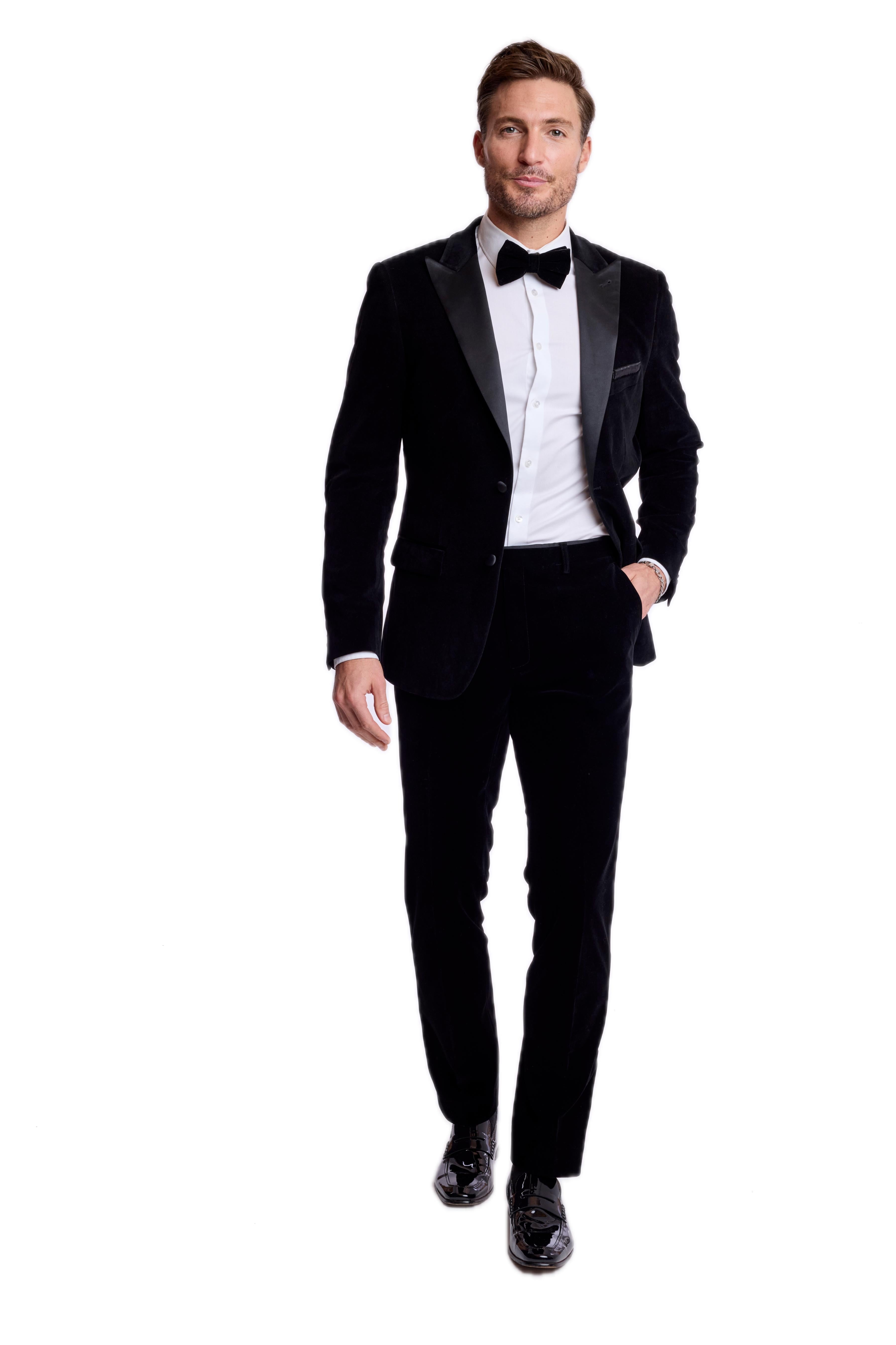 Sloane Stretch Tux Pants - slim - Jet Black Velvet