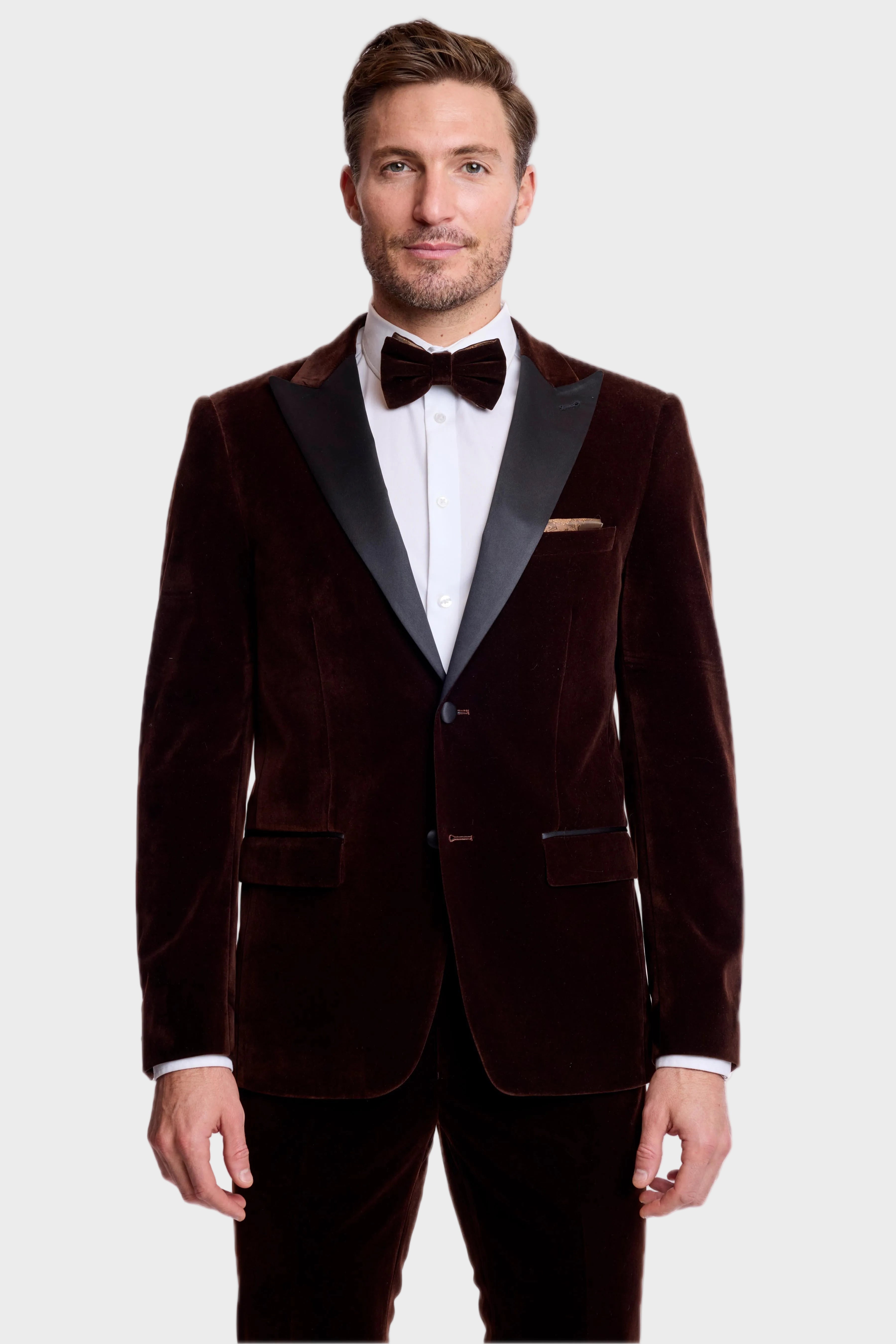 Kyle Big Peak Tux Jacket - slim - Brown Velvet