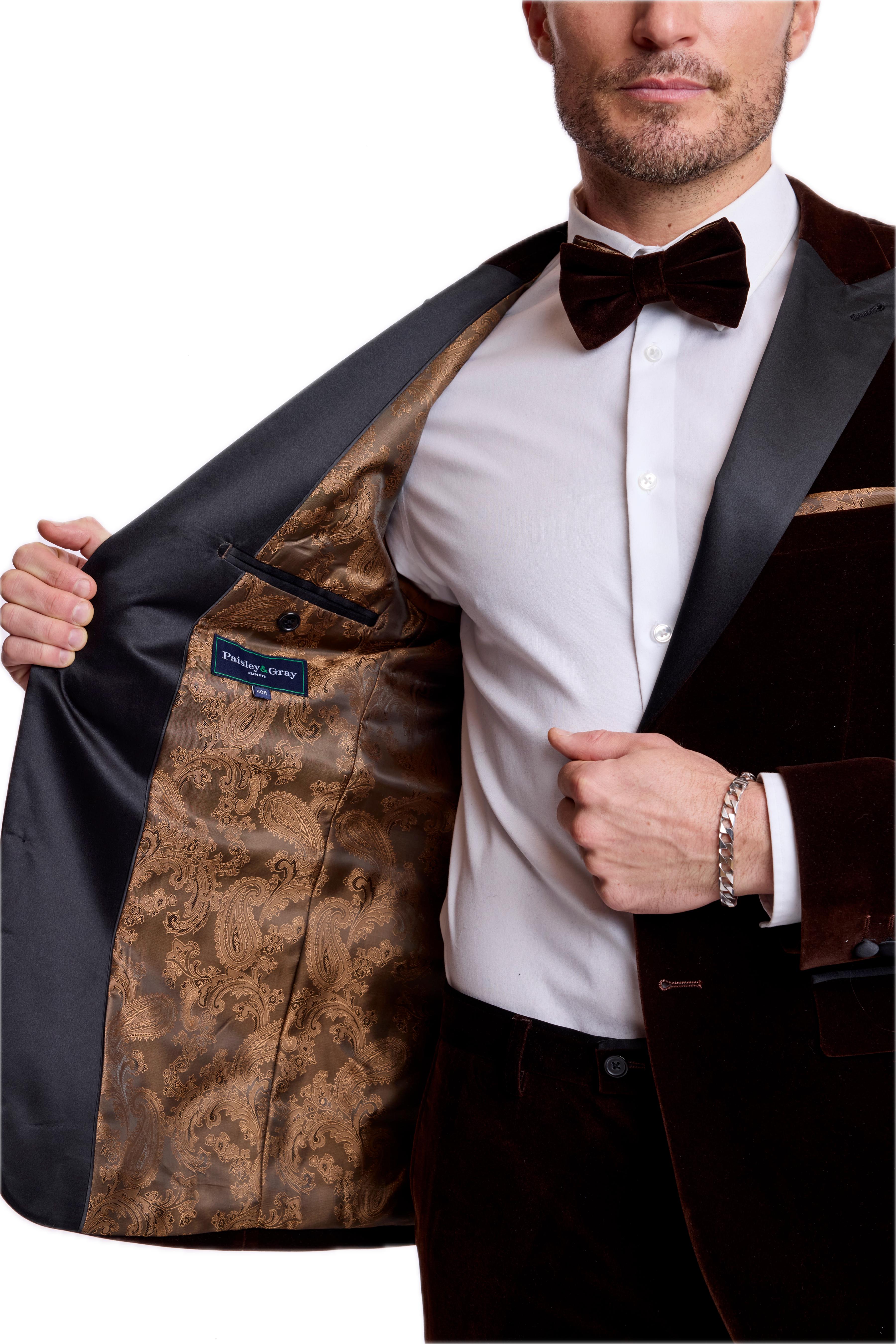 Kyle Big Peak Tux Jacket - slim - Brown Velvet